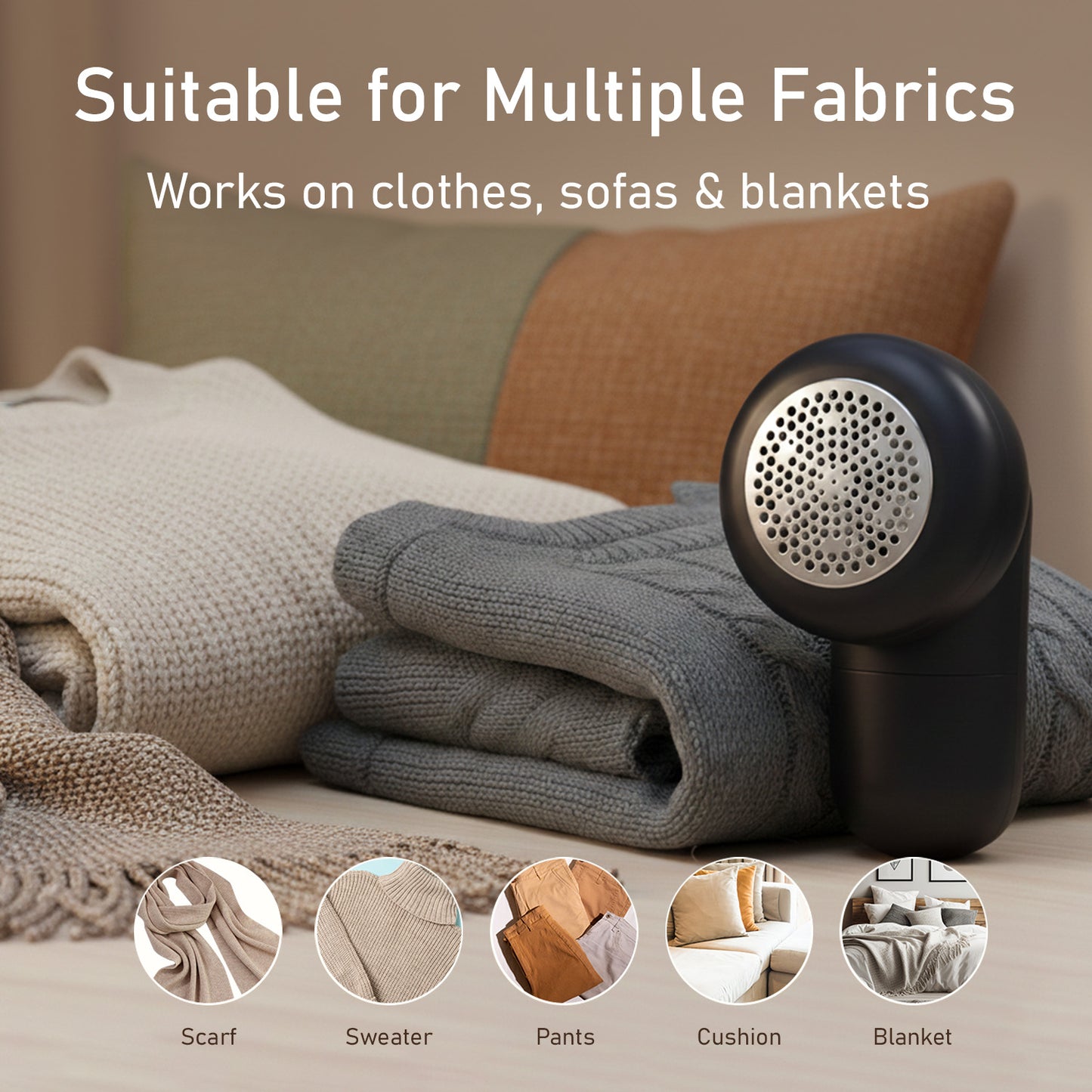 portronics lint x portable lint remover | rechargeable fabric and cloth lint remover for sofas cushions blankets and garments | durable fabric shaver with mesh safety guard