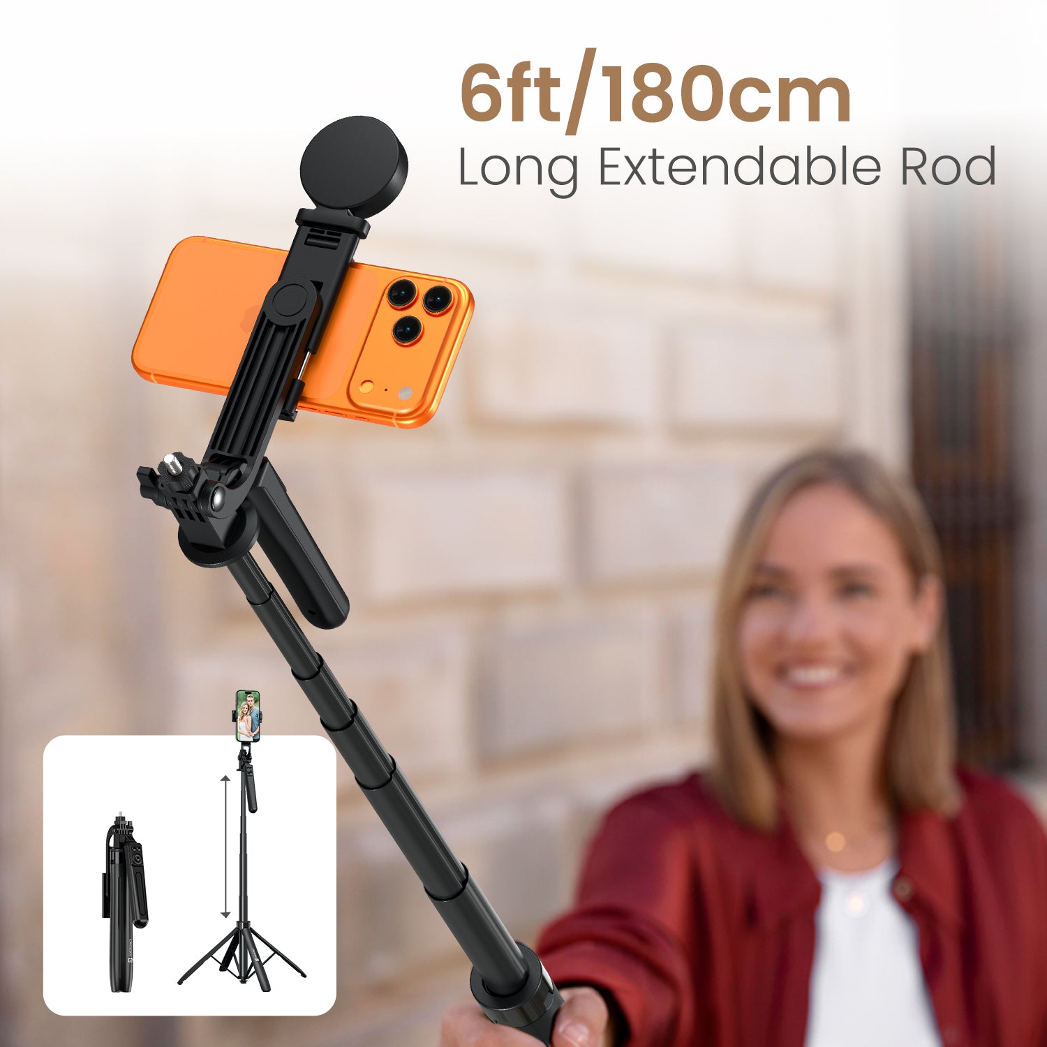 portronics lumistick neo 1.8m selfie stick | long extendable rod for wide landscape captures extendable selfie stick | outdoor group photography portable selfie stick | best selfie stick