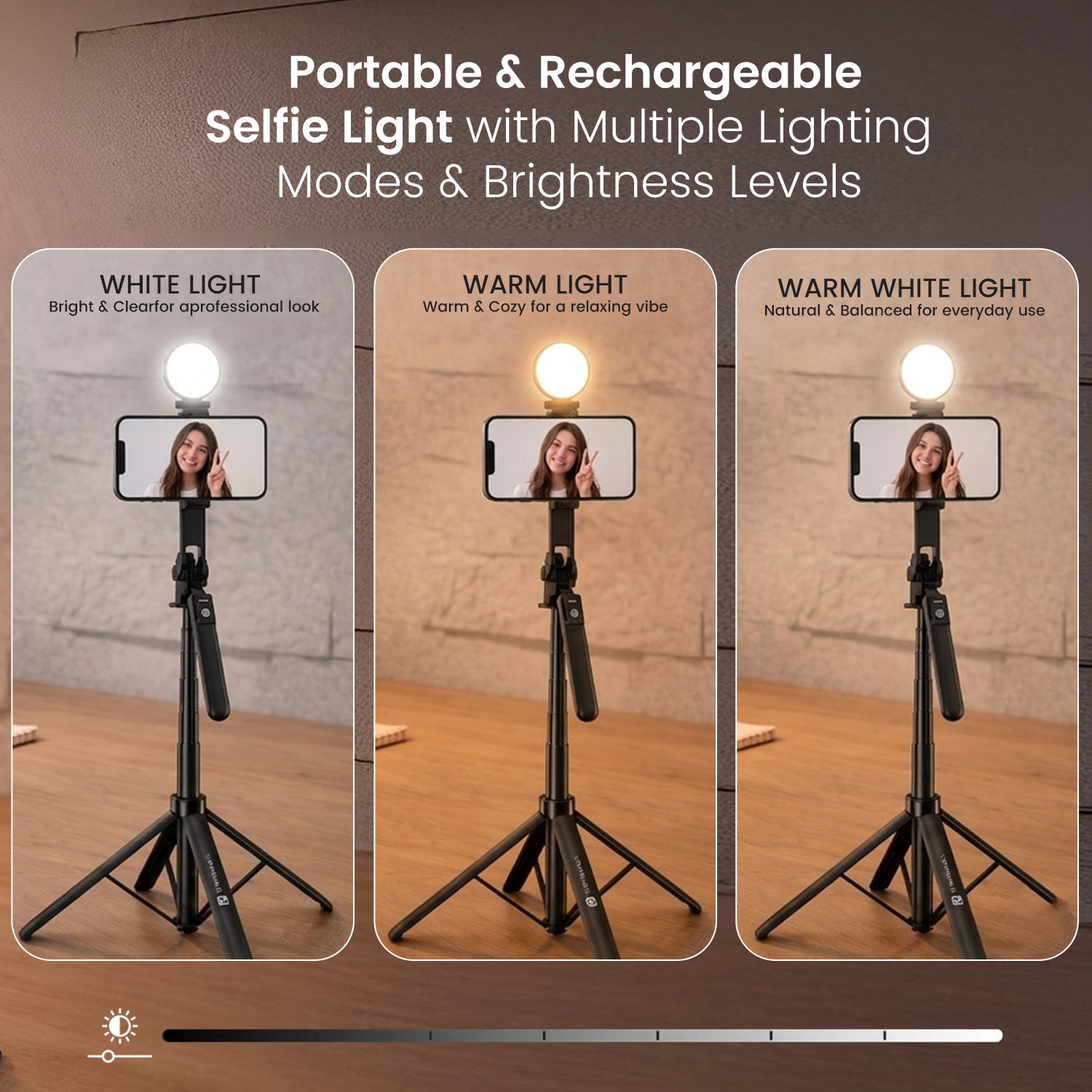 portronics lumistick neo selfie stick with light | detachable led fill light with multiple brightness settings selfie stick with led light | low light photography enhancement tripod selfie | smart selfie stick online