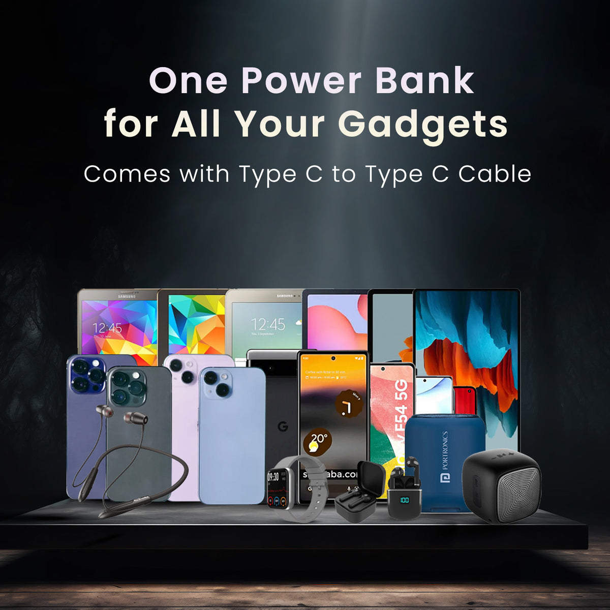 Beige portronics luxcell magclick 10k fast charging power bank | broad gadget ecosystem compatibility with supplied type c cord all device portable charger | charging modern phones tablets earphones and wearables with one pack portable power | universal portable power bank for mobile