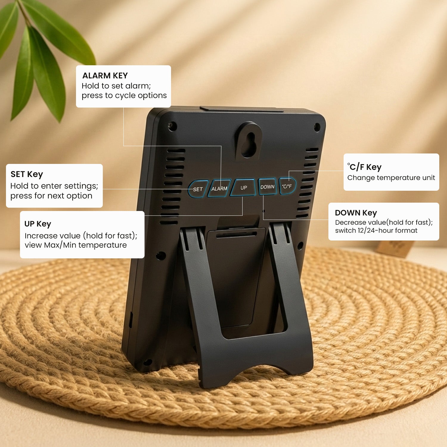 portronics meteo digital indoor weather station | large backlit led display with brightness control | weather station digital clock digital indoor