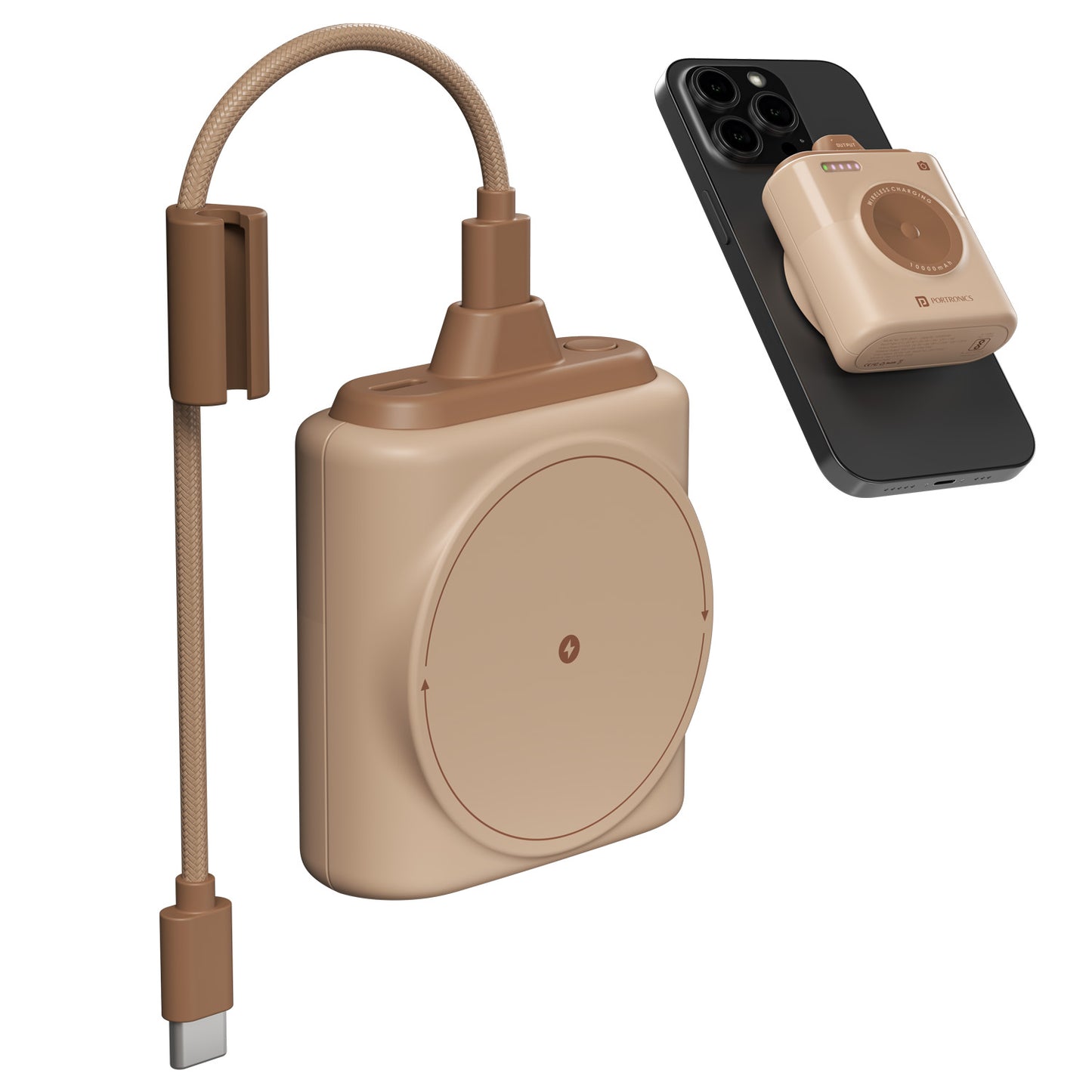 Mocha portronics moji 10 10000mah power bank | smallest power bank design with magnetic wireless charging | best powerbank for mobile users on the go