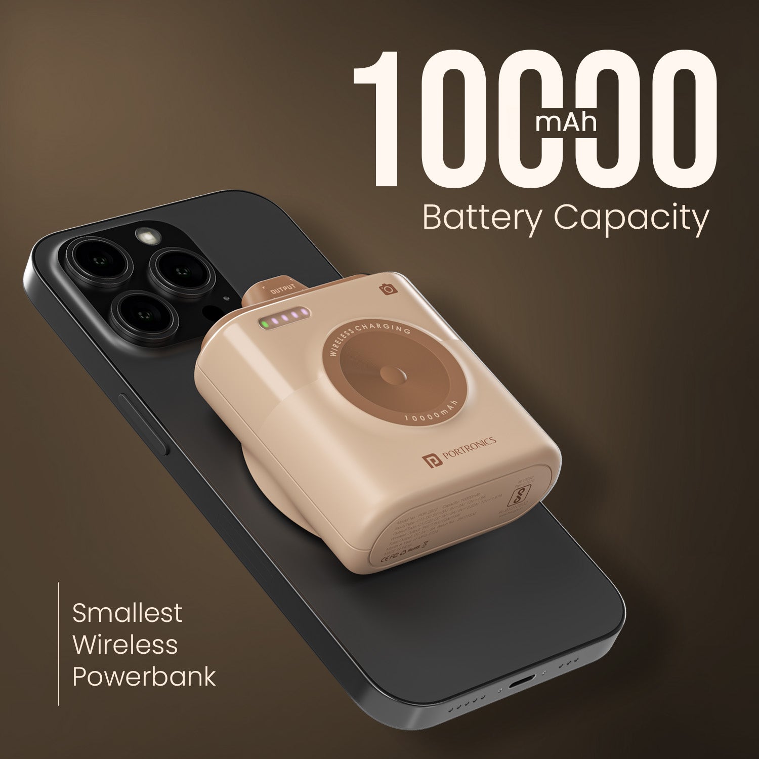 Mocha portronics moji 10 fast charging power bank | 10000mah fast-charging power bank with type-c pd support | power bank for student and office use
