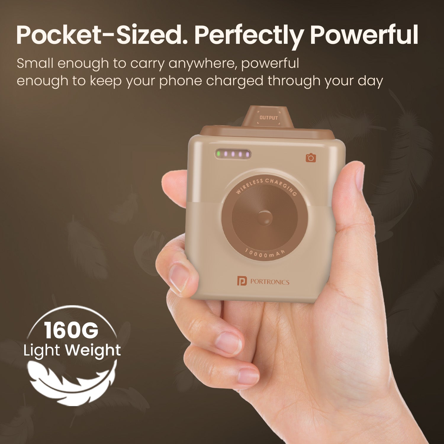 Mocha portronics moji 10 power bank | ultra-compact 10000mah power bank for mobile backup | best powerbank in pocket size form