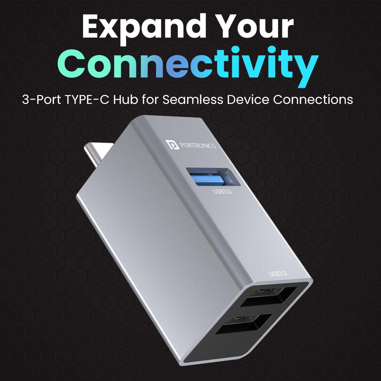portronics mport link c usb-c multiport adapter | cable free direct plug male type c connector housed in durable heat dissipative alloy metal construction | connecting diverse computer peripherals without messy extension cables hanging off the desk | compact usb-c multiport adapter for laptop productivity