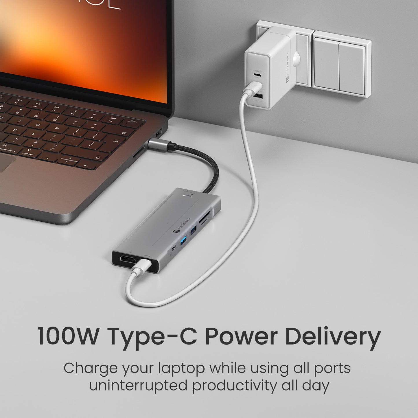 portronics mport space ssd usb hub | type c usb hub for laptop supporting usb 3.0 data transfer power delivery charging and external ssd storage | usb hub for mac and windows