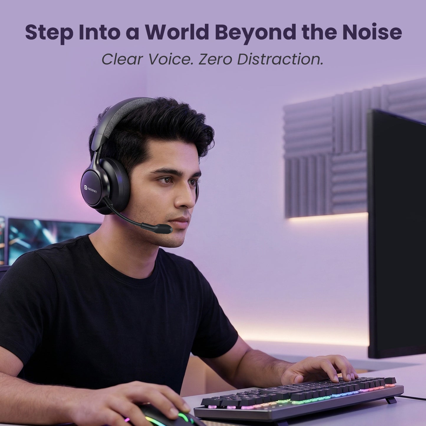 portronics muffs m7 over ear headphones | wireless bluetooth headphones for gaming and office calls | wireless bluetooth headphones compatible with android and iphone for all-day use
