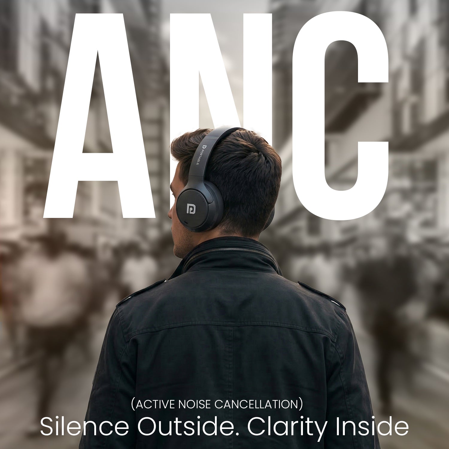 portronics muffs m8 active noise cancellation wireless headphones – over ear anc bluetooth headphone blocking external noise for immersive music and gaming experience
