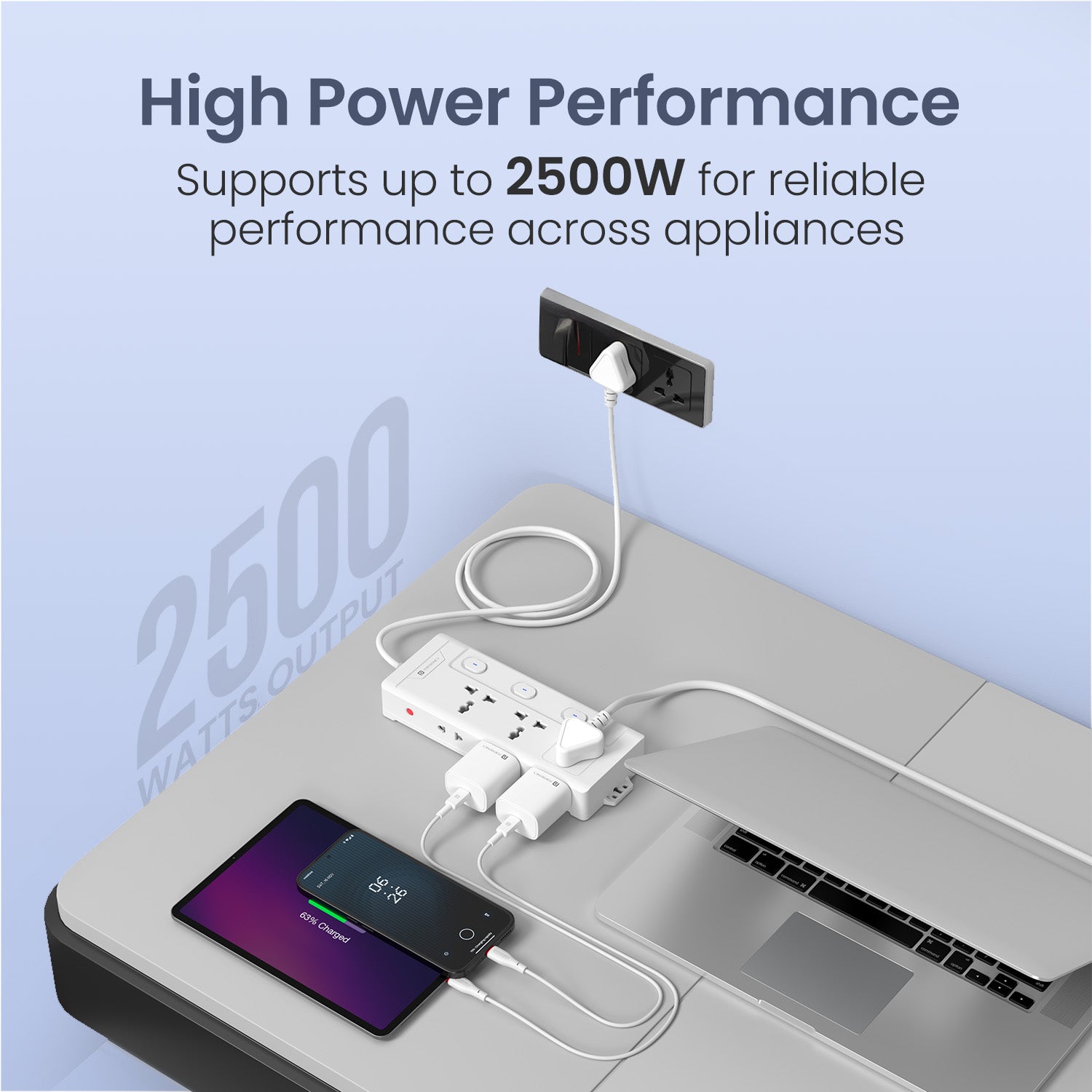 portronics power plate 10 pro 2500w high power performance power strip with multi device charging for laptops tvs and chargers | heavy duty extension board and power boards with stable efficient power delivery for home appliances | best fast charger power strip with multi port and adapters & chargers for seamless powering