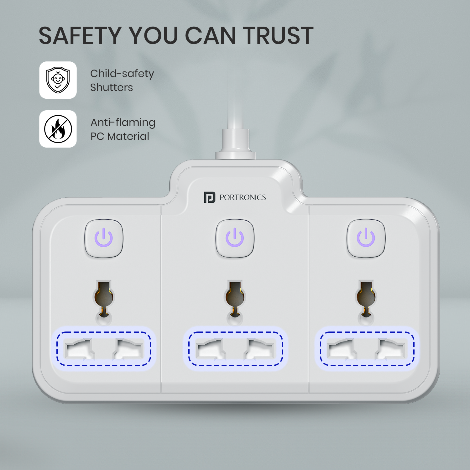 portronics power plate nano electric extension board | fire-retardant pc body with child safety shutters | power extension board for everyday electronics