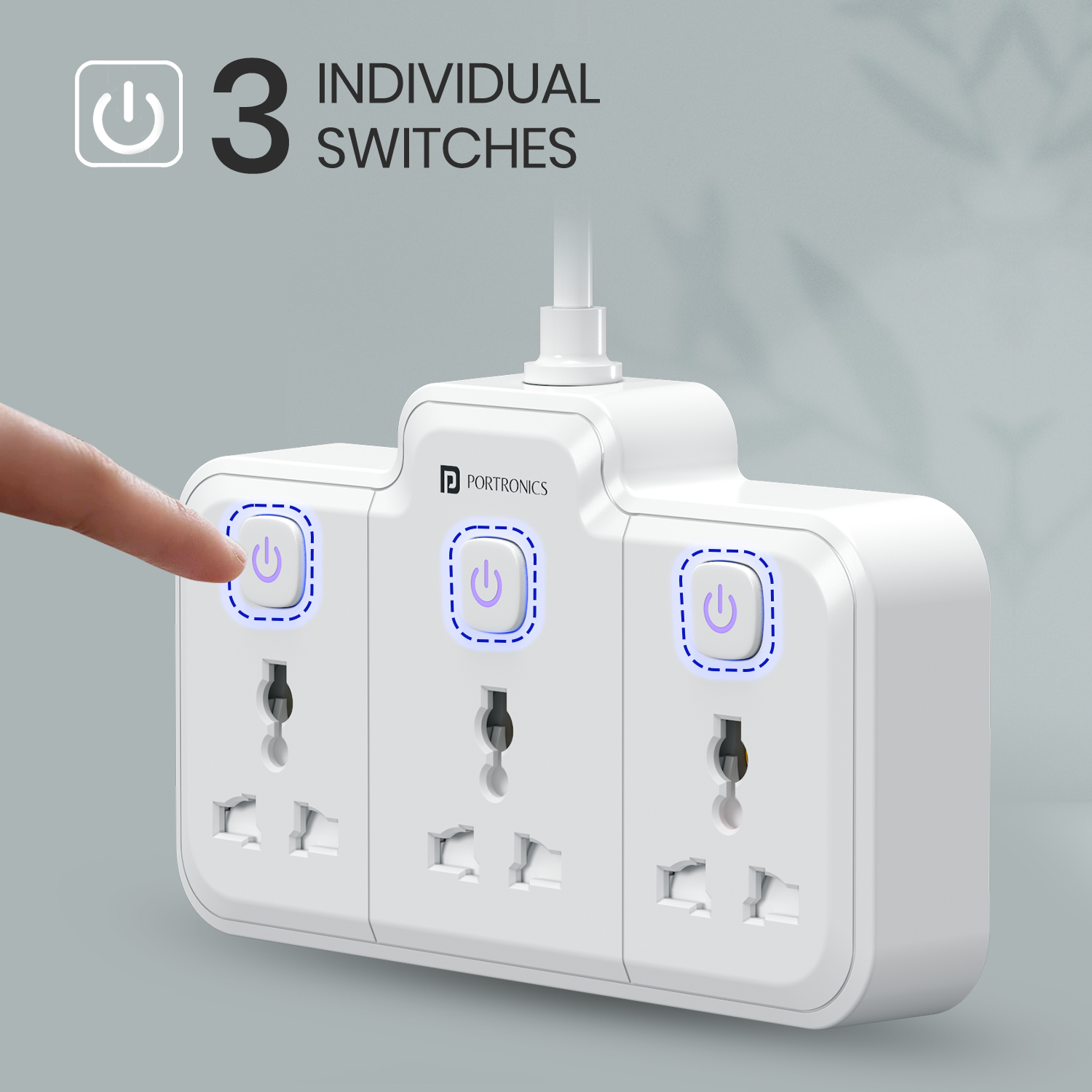portronics power plate nano extension board | individual on off switches for energy saving | portable power extension solution under adapters & chargers category