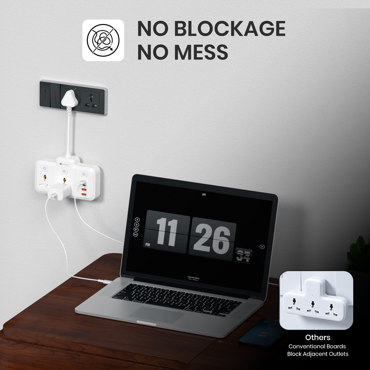 portronics power plate plus | smart power socket extension with no blockage design | power socket extension, extension board price, power extension, multi port charger