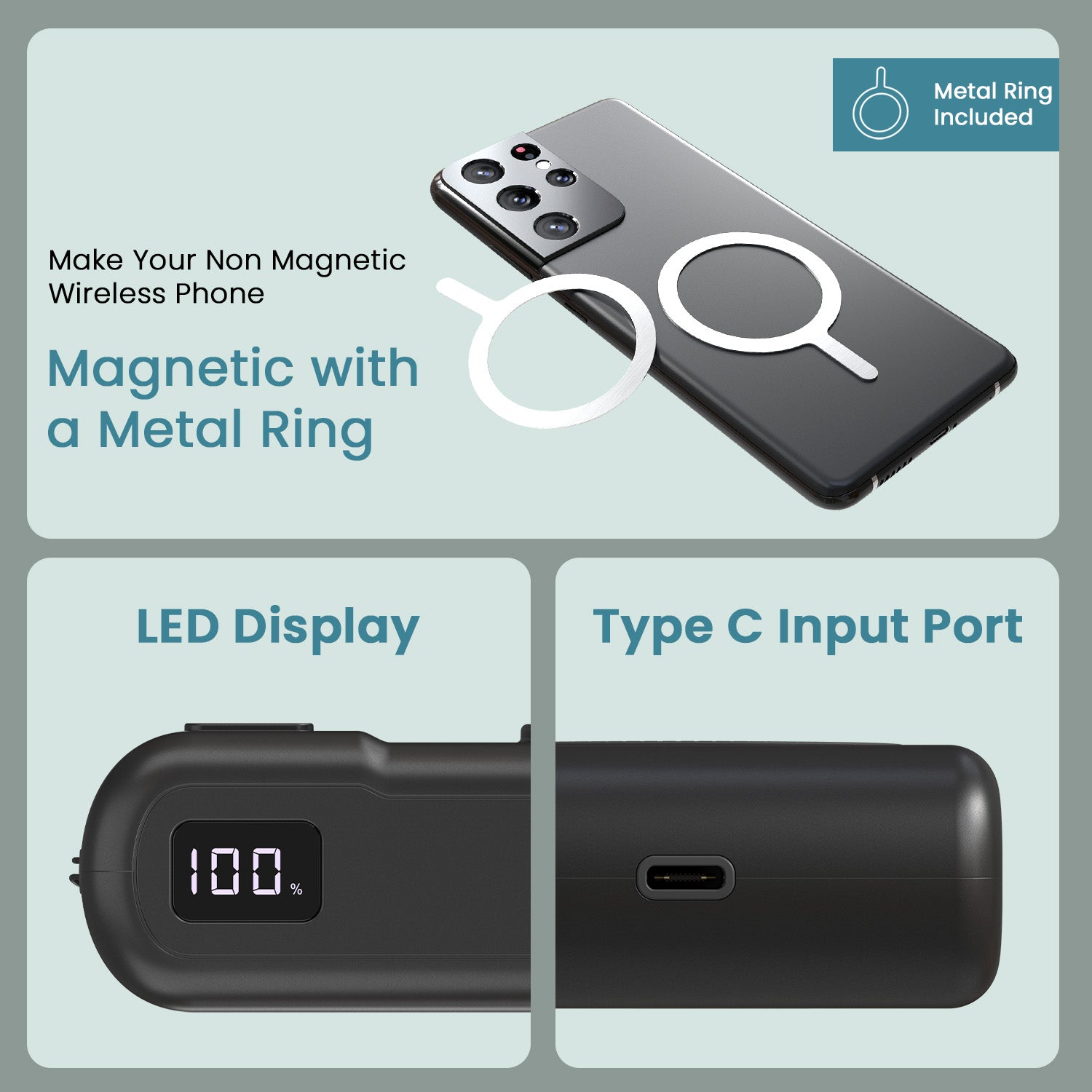 Black portronics power shutter air 20k type c pd power bank | digital battery level percentage indicator type c pd power bank | non magnetic phone conversion kit power bank with type c charging | pocket power bank with digital screen