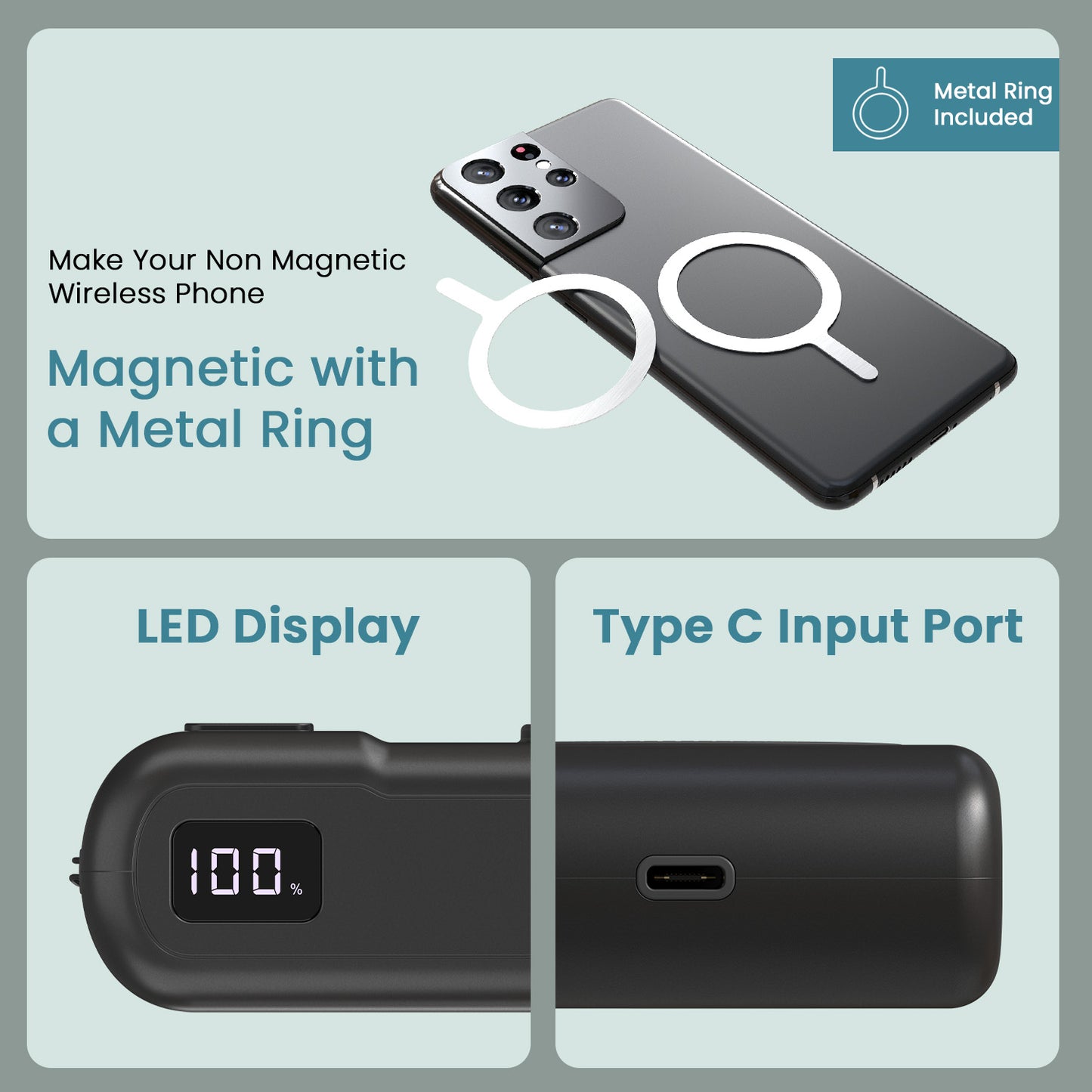 Black portronics power shutter air 20k type c pd power bank | digital battery level percentage indicator type c pd power bank | non magnetic phone conversion kit power bank with type c charging | pocket power bank with digital screen