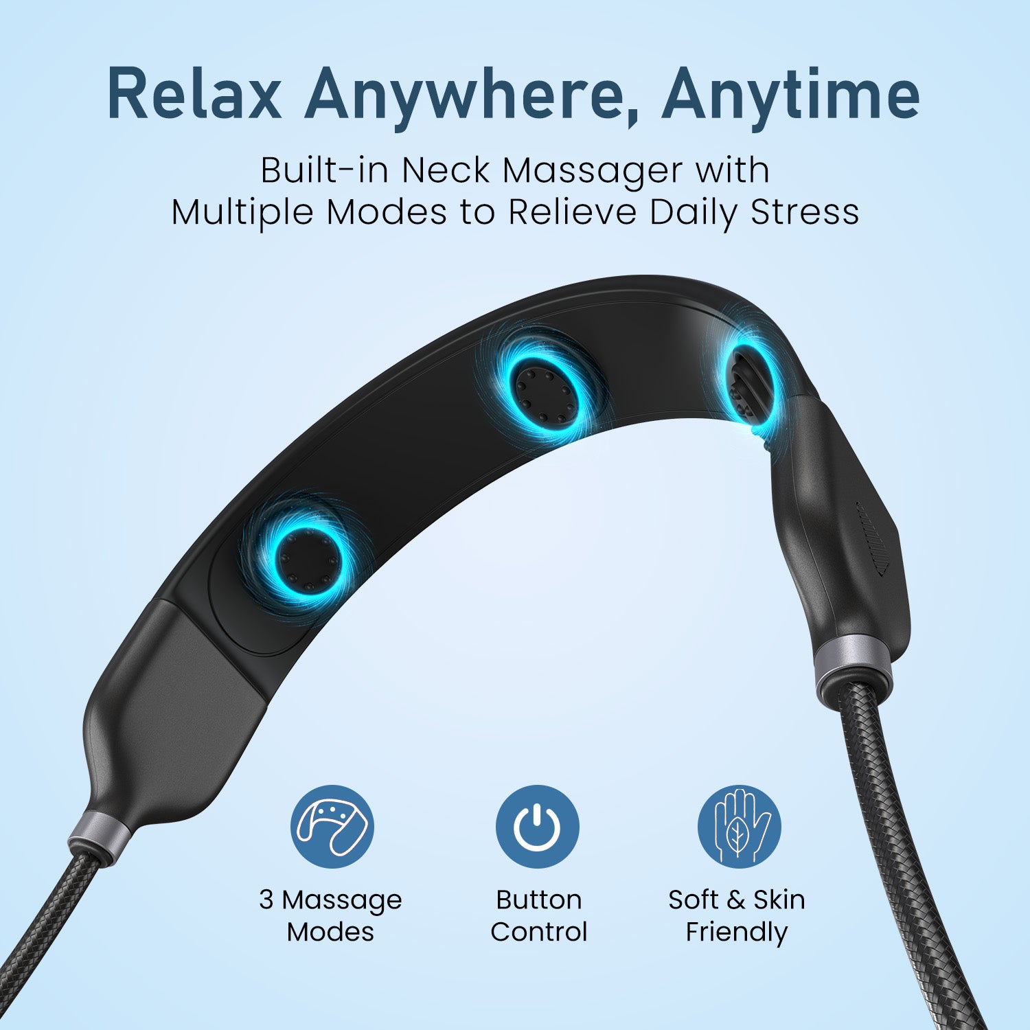 portronics pulse line best neck massager with multiple modes | neck massager neckband | wearable neck massager with massage nodes to relieve tension and daily stress anytime