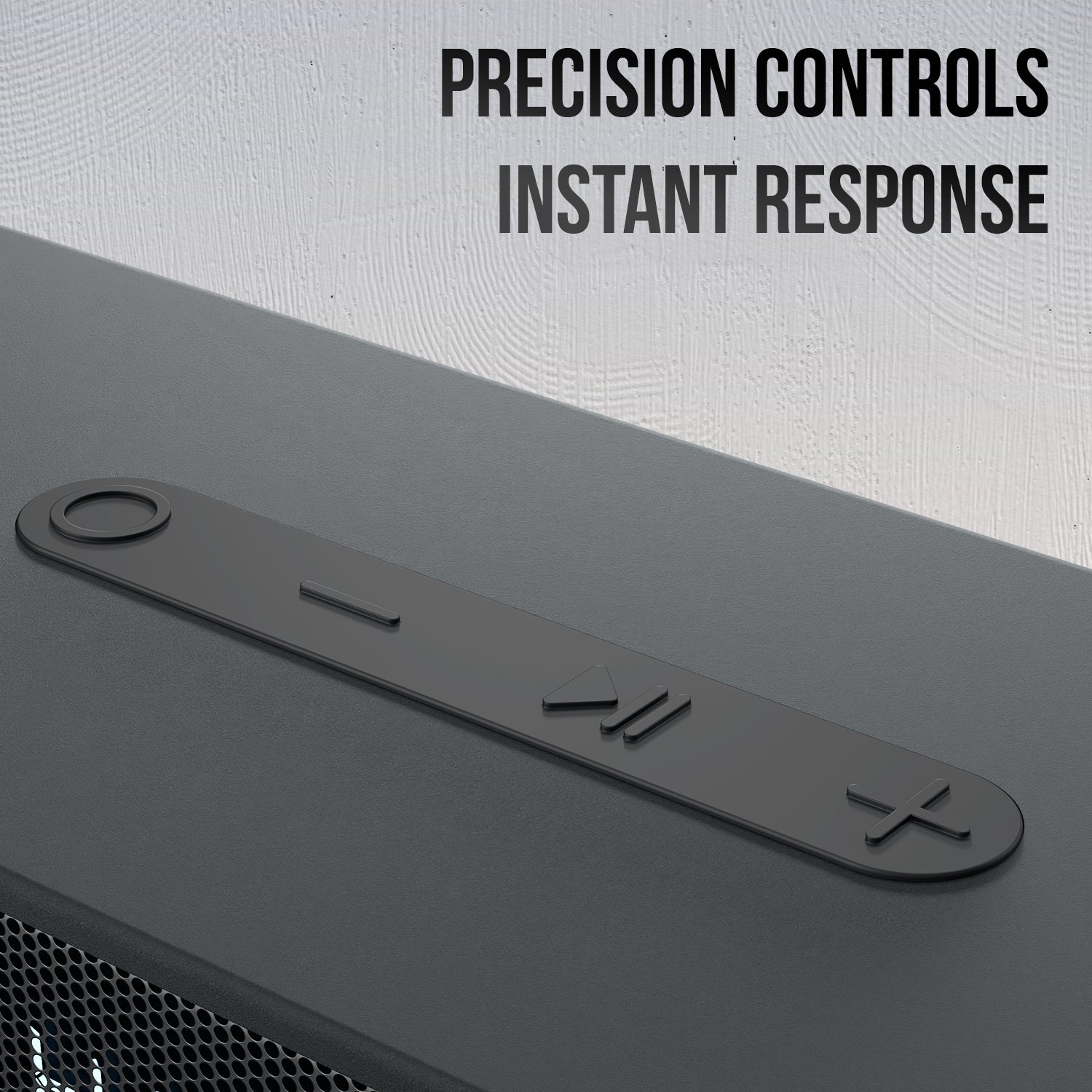 portronics pure sound 110 bass soundbar | tactile volume and playback control buttons sound bar system | quick manual audio adjustment portable sound bar | best soundbar with manual control buttons