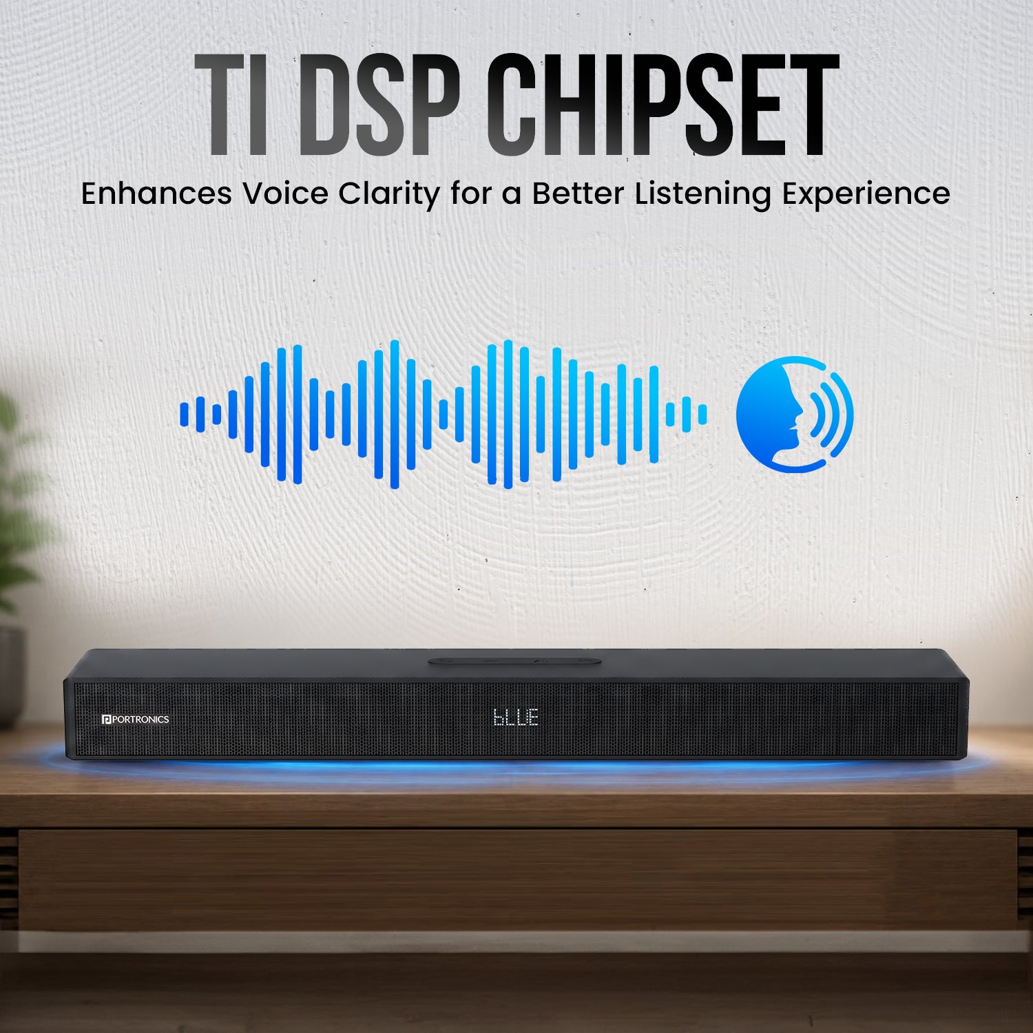 portronics pure sound 110 ti dsp chipset | digital signal processor chip vocal enhancement soundbar with ti dsp | crystal clear dialogue in movies tv sound bar | hd soundbar for home entertainment
