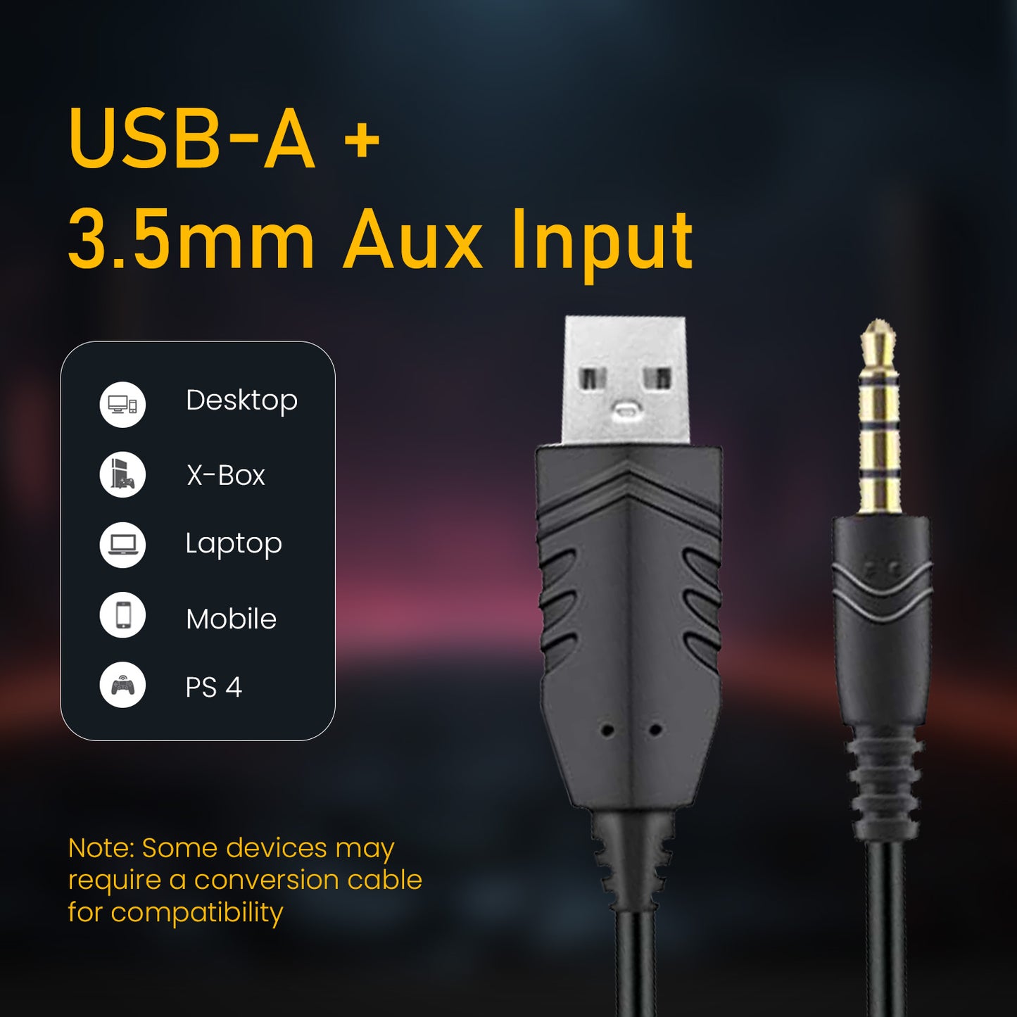 portronics ravn wired gaming headphone usb-a and 3.5mm aux input | universal compatibility over ear headphones for pc, laptop, consoles, android and iphone | best aux headphone and wired headset under 5000