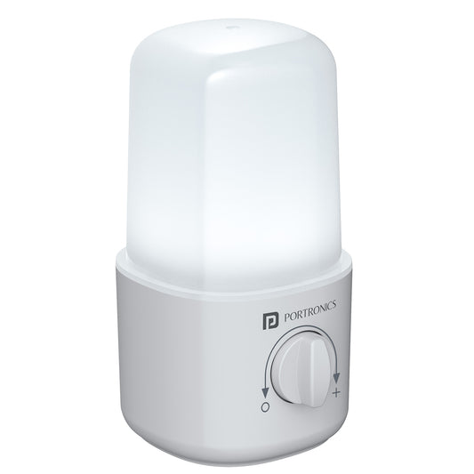 portronics ray x rechargeable led lamp | frosted glare-free diffuser dome with smooth stepless rotary control dial portable led lamp | ambient room lighting and emergency table illumination led lantern | best rechargeable led lamp with rotary brightness switch for home