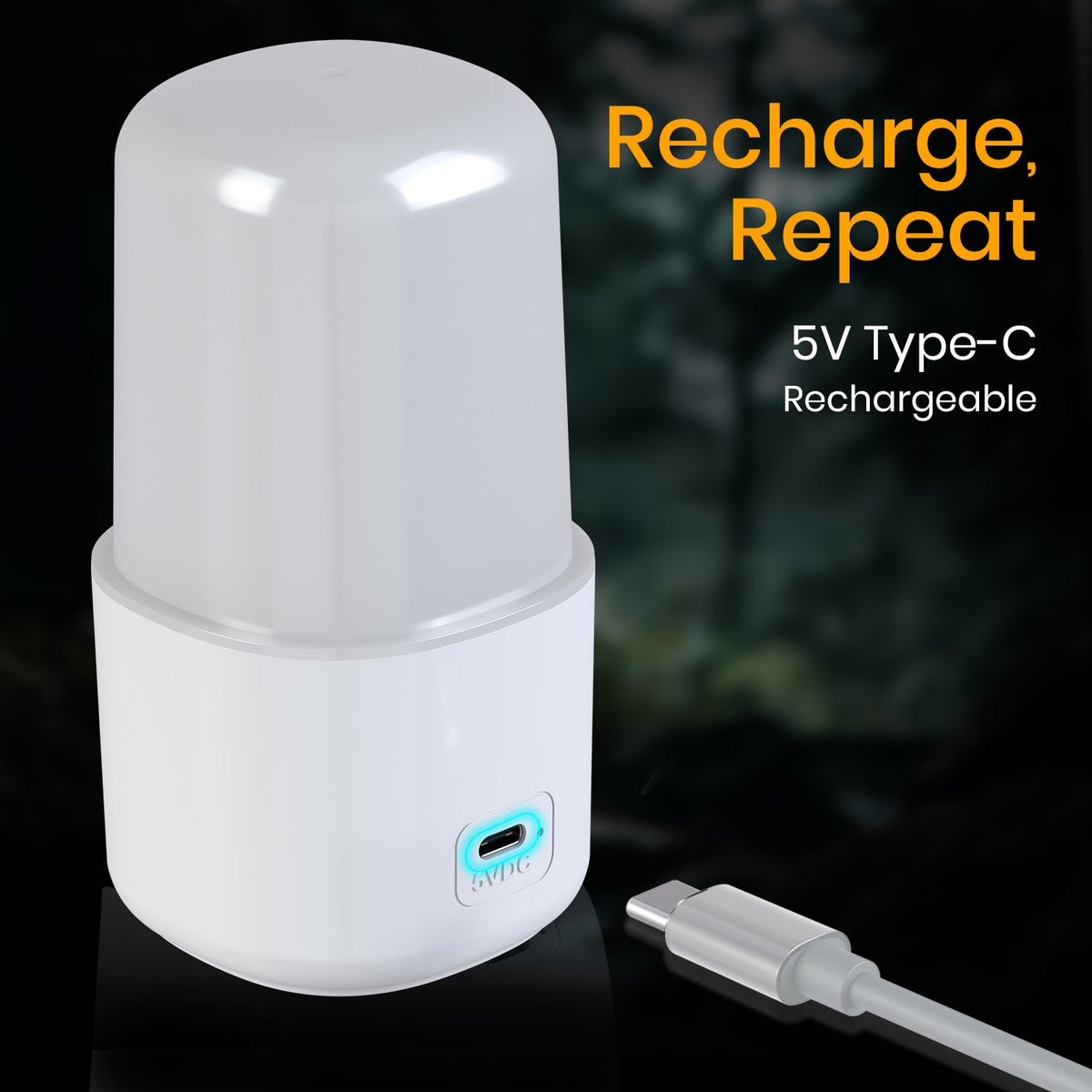 portronics ray x type-c rechargeable lamp | convenient 5v type-c input charging port with illuminated power socket indicator type-c led light | quick and hassle free cord recharging with modern mobile chargers rechargeable lamp | portable rechargeable led lamp with universal type-c charging input