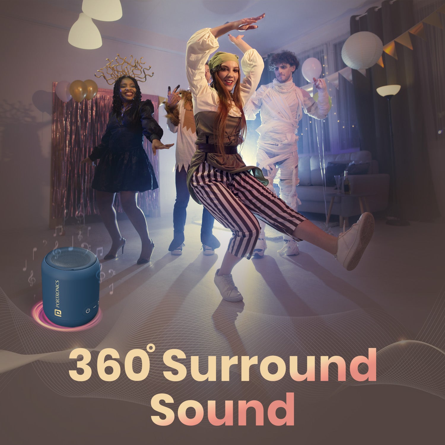 Blue portronics bluetooth speaker sounddrum1 | rechargeable wireless speaker with consistent volume output | mini portable speaker for indoor outdoor use