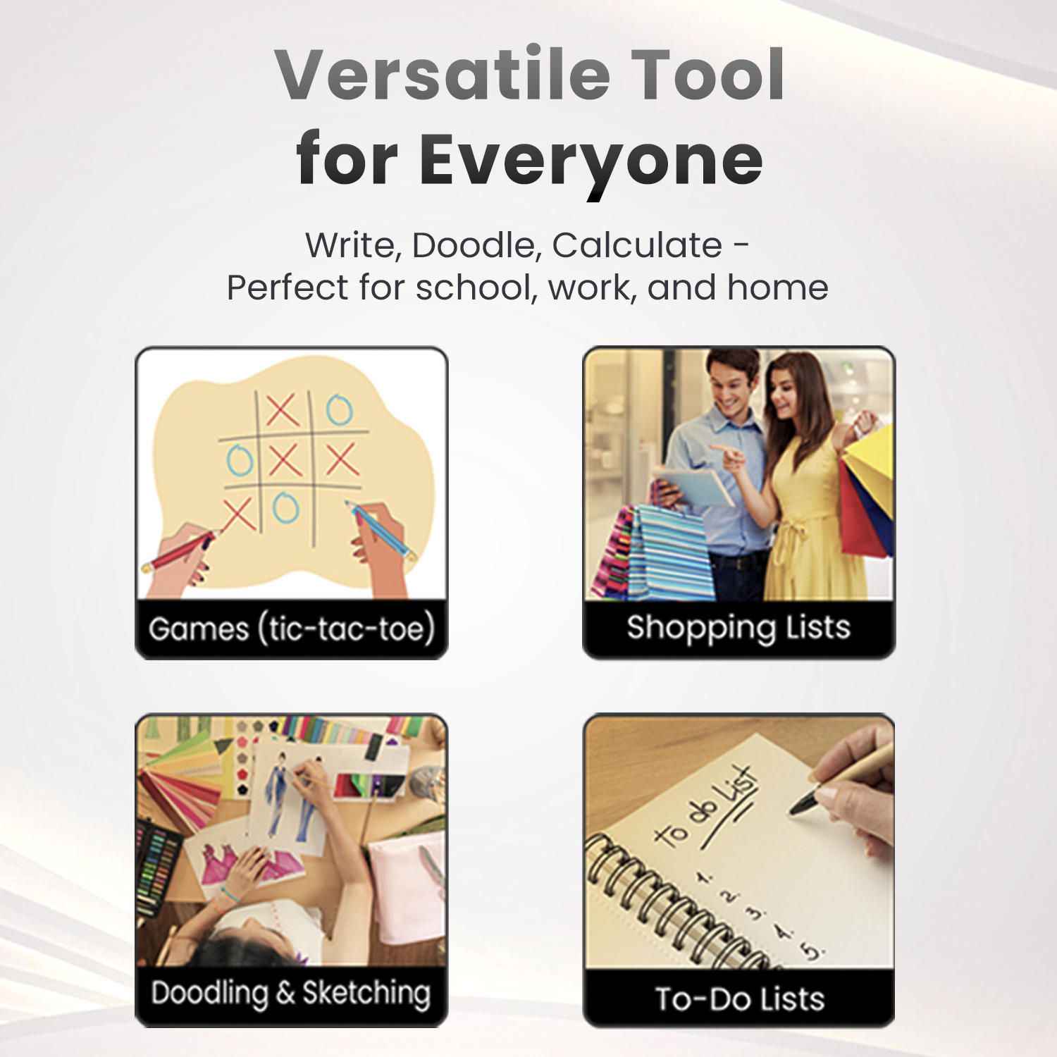 portronics ruffpad 15 eco friendly notepad | multipurpose writing surface memo slate | playing tic tac toe and making shopping lists digital drawing board | why use a re-writable lcd tablet for daily chores