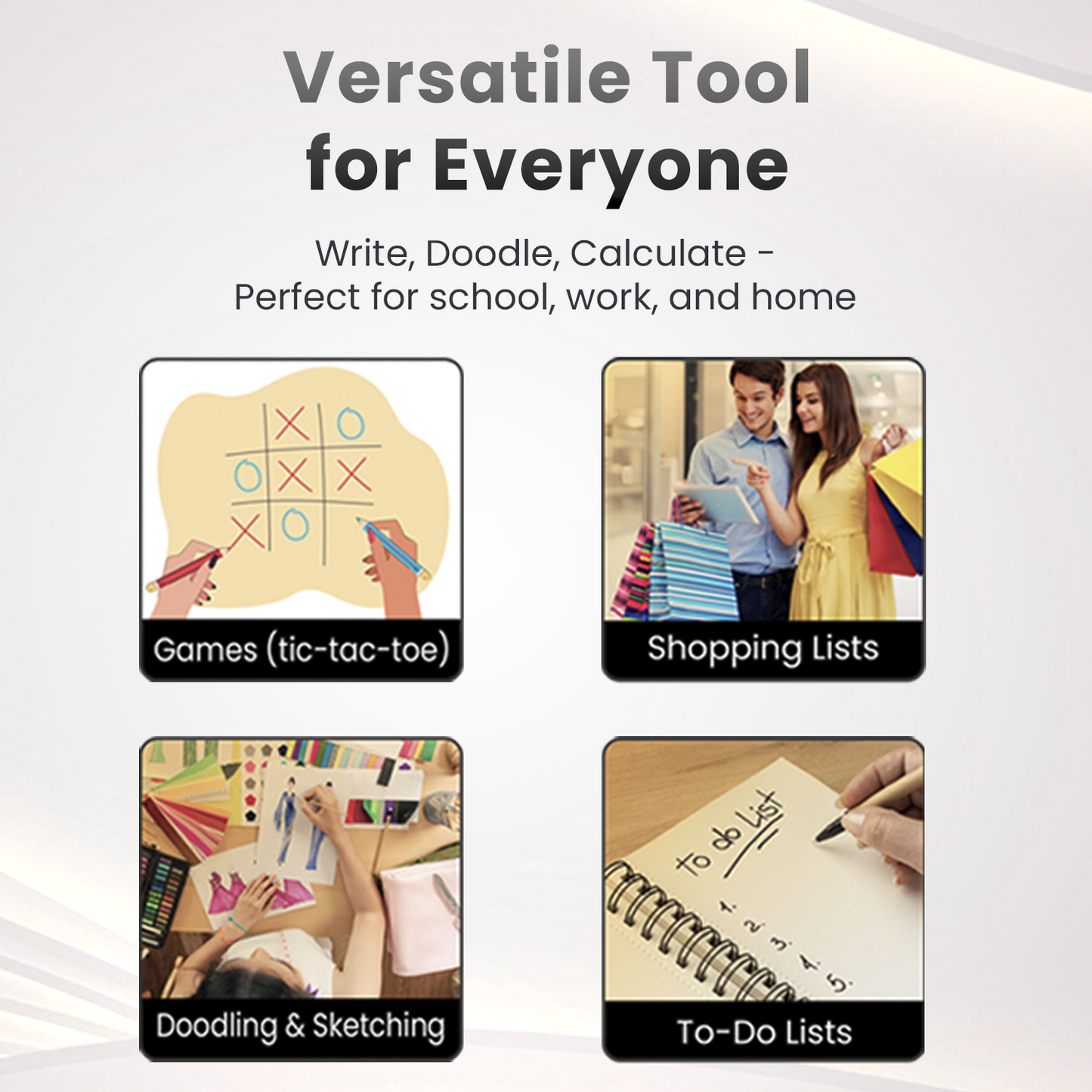 portronics ruffpad 15 eco friendly notepad | multipurpose writing surface memo slate | playing tic tac toe and making shopping lists digital drawing board | why use a re-writable lcd tablet for daily chores