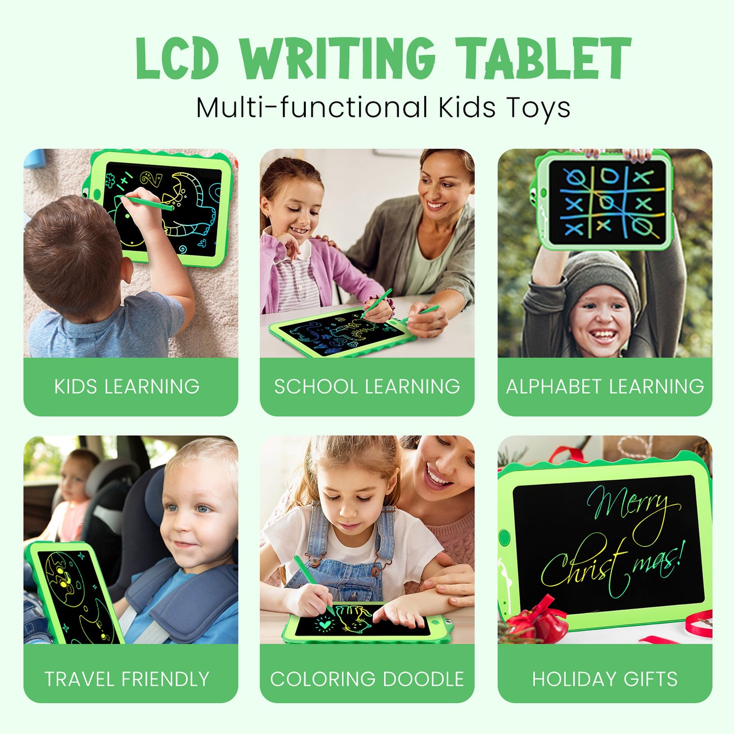 portronics ruffpad dino 8.5 multi-functional kids writing tablet | lcd writing pad for doodling cool school learning and gifting | kids drawing board ideal as educational toy and gift for children | best lcd writing tablet for kids as educational toy and gift