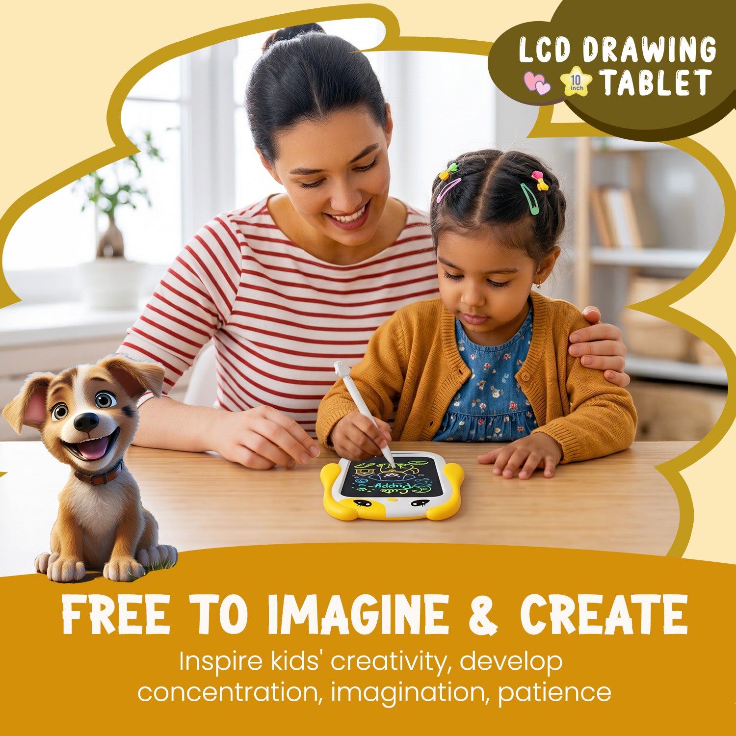 portronics ruffpad pupx 10 lcd drawing tablet for kides | kids writing pad encouraging concentration imagination and patience through drawing | educational toy for toddlers and young children for creative learning at home | drawing tablet for kids