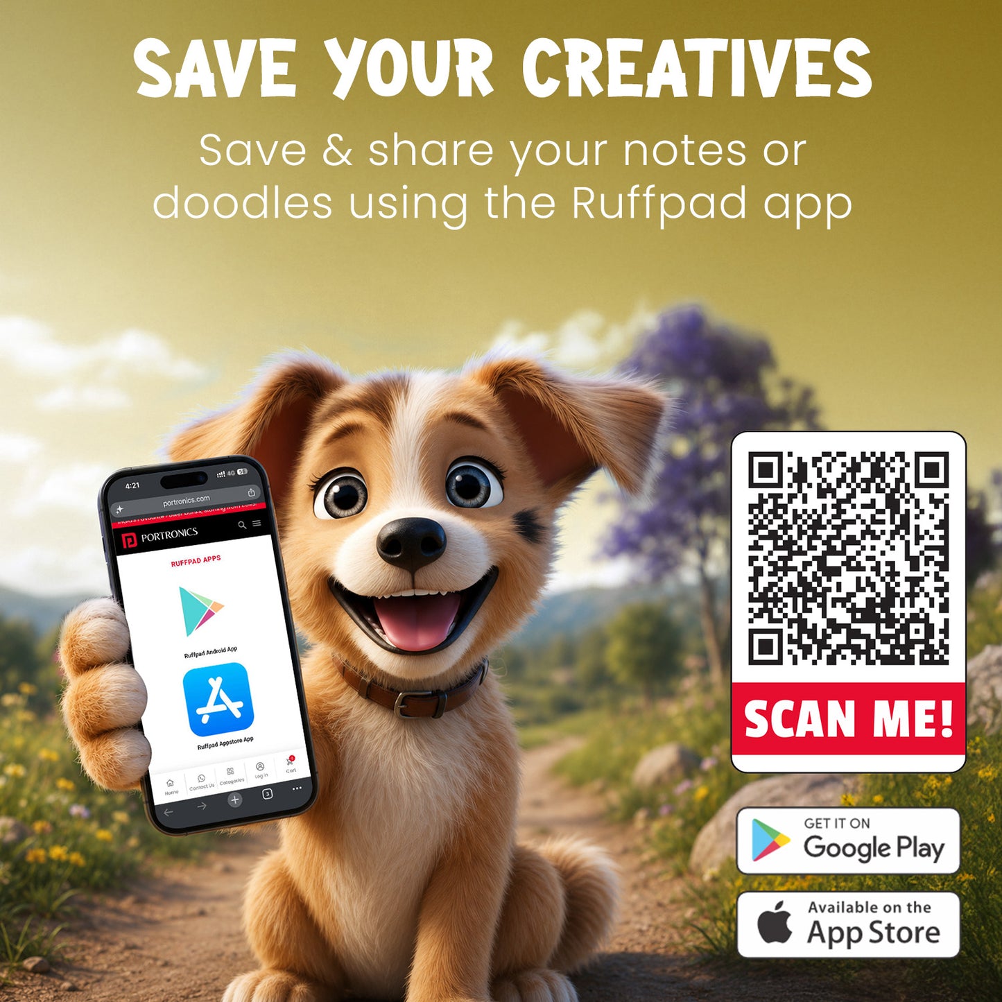 portronics ruffpad pupx 10 lcd writing tablet with ruffpad app for saving and sharing doodles | kids drawing pad connected to app for storing notes and creative artwork digitally | digital writing tablet for kids with app integration for creative sharing | kids digital writing pad with app