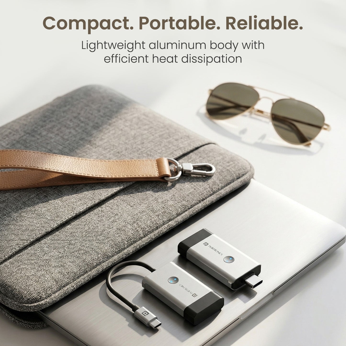 portronics sky cast compact and portable screen casting adapter with lightweight aluminum body and efficient heat dissipation design | wireless transmitter and receiver hdmi wireless transmitter and receiver built for on-the-go professionals and travellers | sky cast type-c to hdmi screen casting adapter with usb type c plug an
