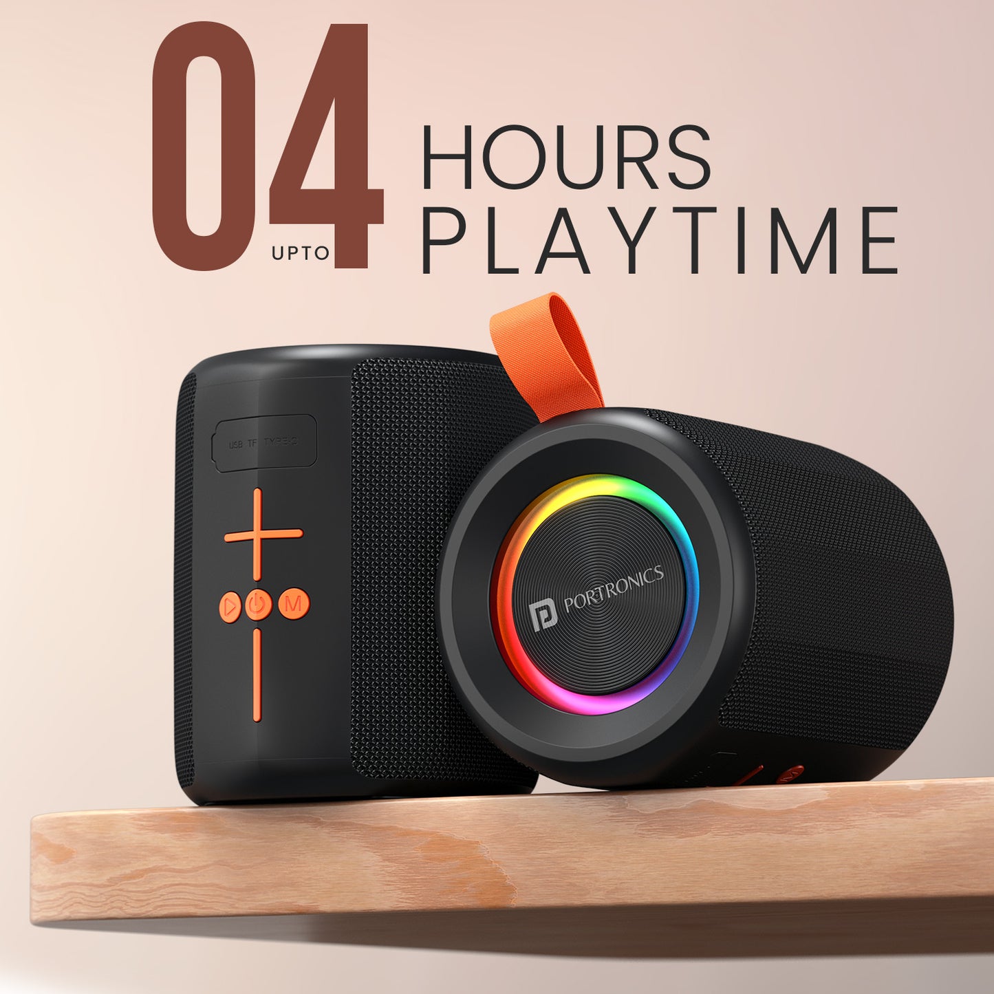 portronics sono rechargeable speaker | 4 hours playtime charging speaker | long playback wireless speaker | charging speaker price