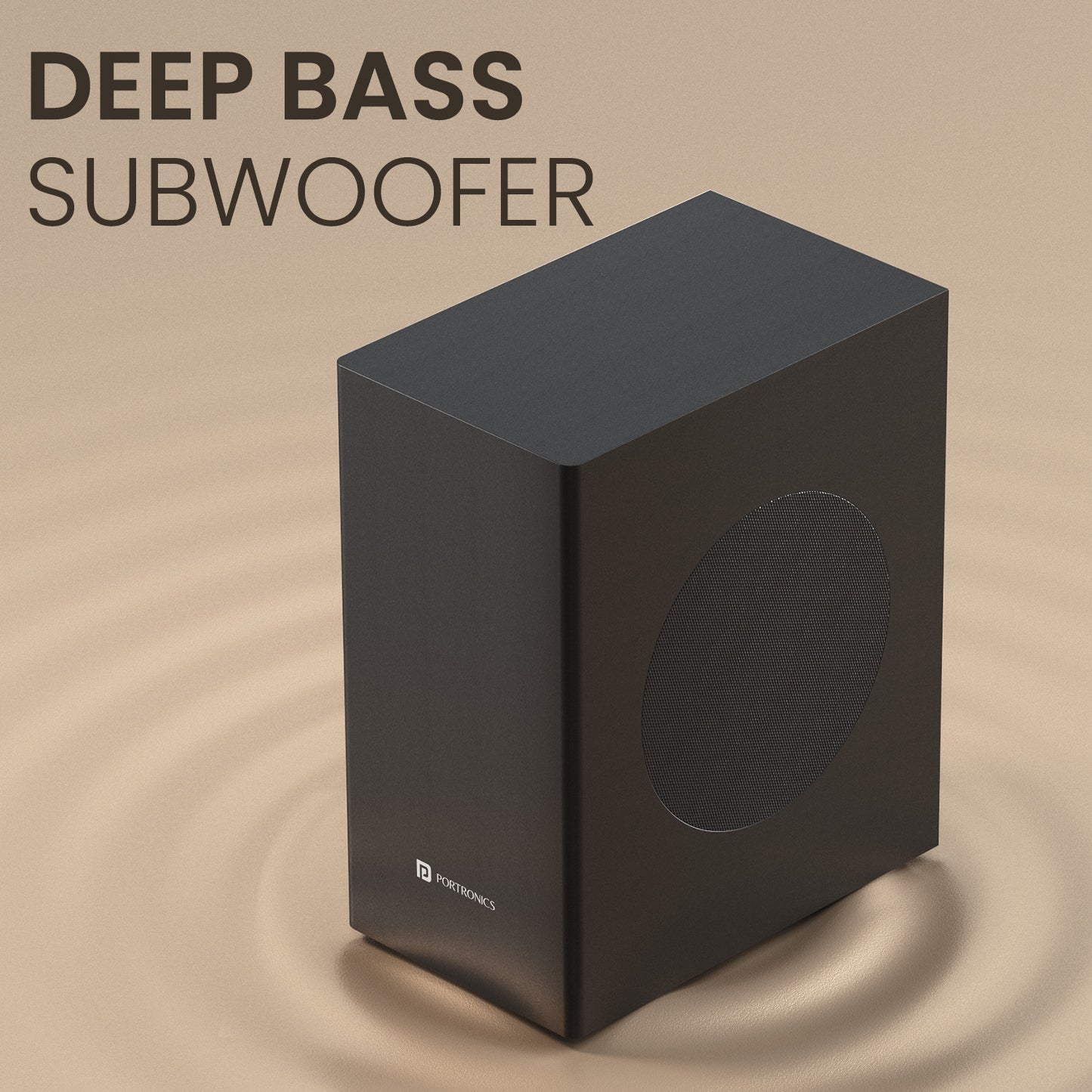 portronics spatial arc soundbar with wireless subwoofer for deep bass | best soundbars with woofers for punchy rich bass | 2.1 channel soundbar with subwoofer wired subwoofer for home theatre