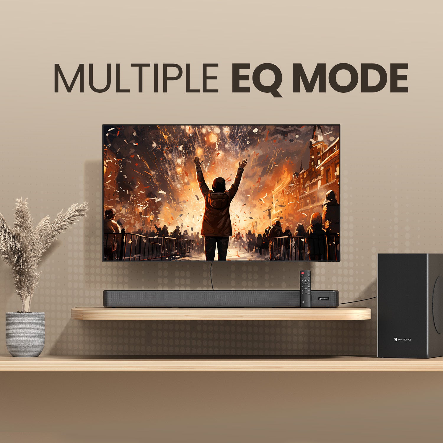 portronics spatial arc soundbar with multiple eq modes and bass treble control | best soundbar for tv with customizable sound settings | sound bar system for home with best audio performance