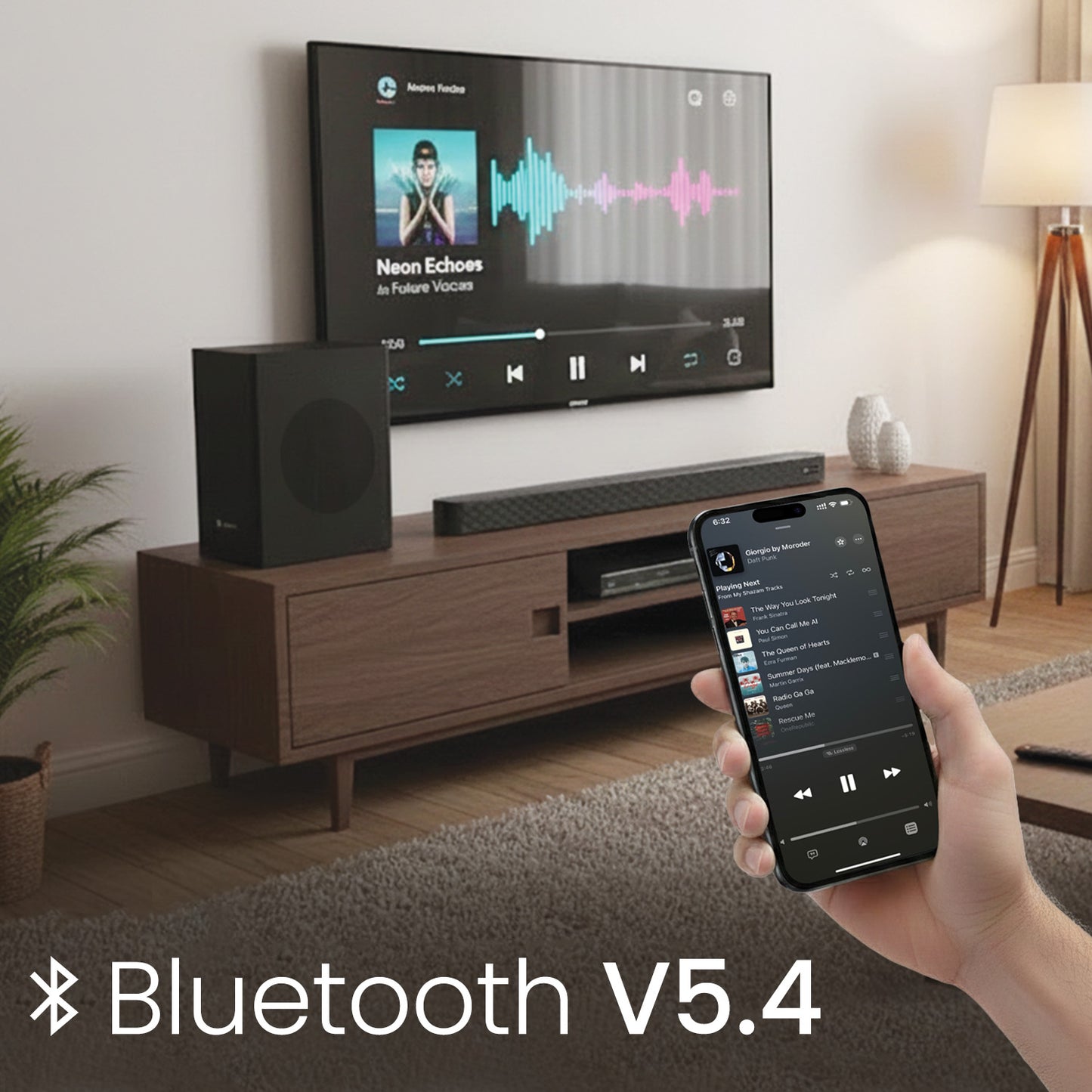 portronics spatial arc wireless soundbar with bluetooth 5.4 | best bluetooth soundbar for tv smartphone and laptop | wireless tv sound bar with seamless multi-device connectivity