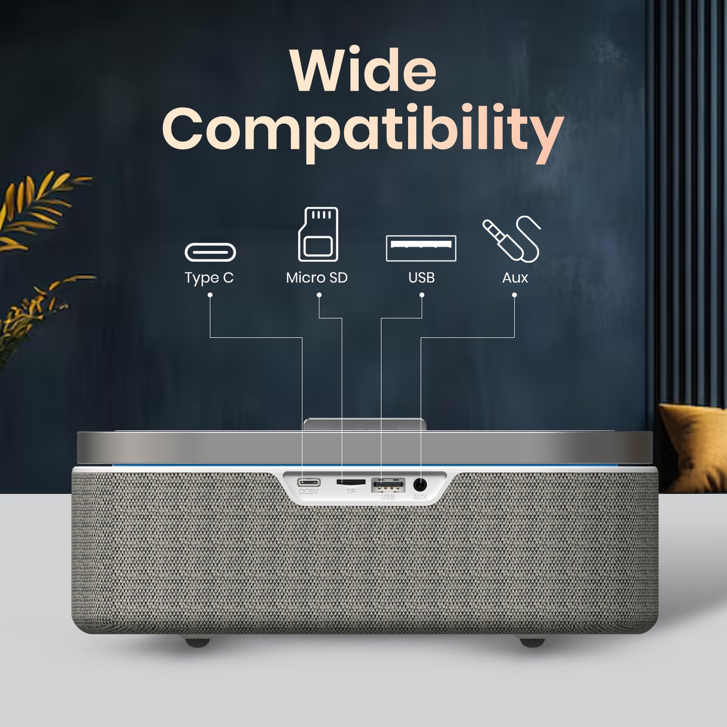 portronics strings 16w bluetooth speaker with wireless charging and aux connectivity | multimedia speaker for music streaming and relaxation
