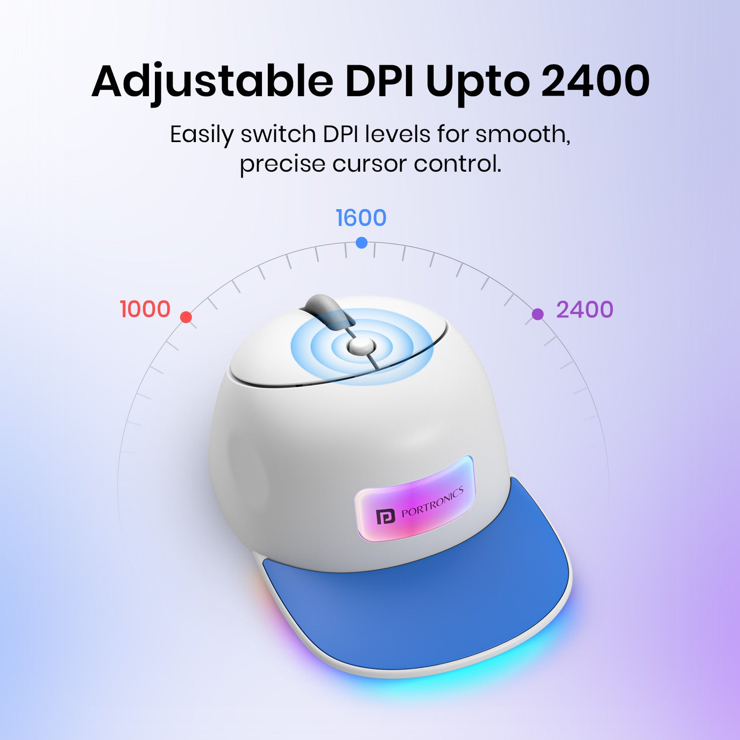Blue portronics toad cap adjustable dpi mouse | instant 1000 1600 2400 dpi speed toggling optical mouse | accurate spreadsheet tracking computer accessories | 2400 dpi mouse price