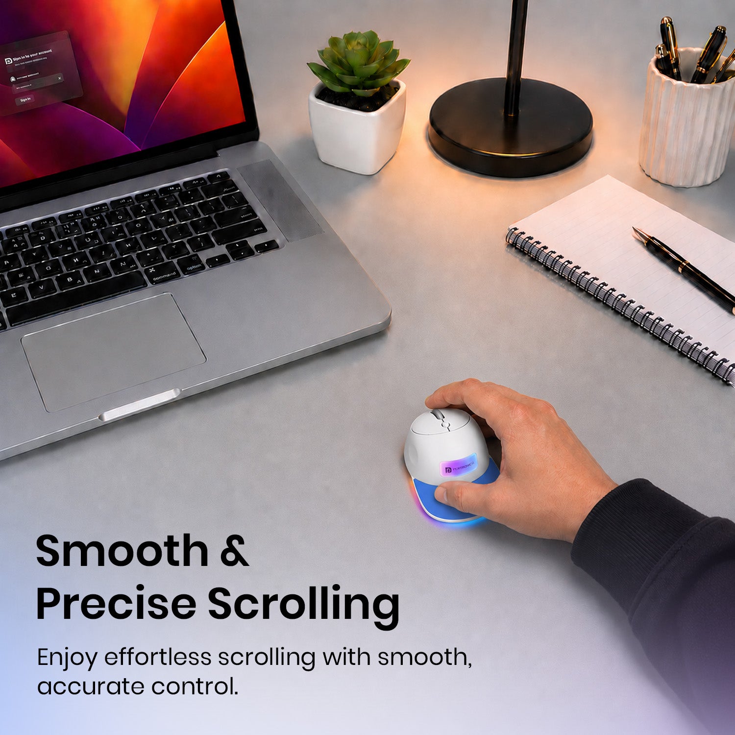 Blue portronics toad cap productivity mouse | responsive mechanical scroll wheel silent mouse | quiet webpage scrolling control office mouse | high quality mouse for work