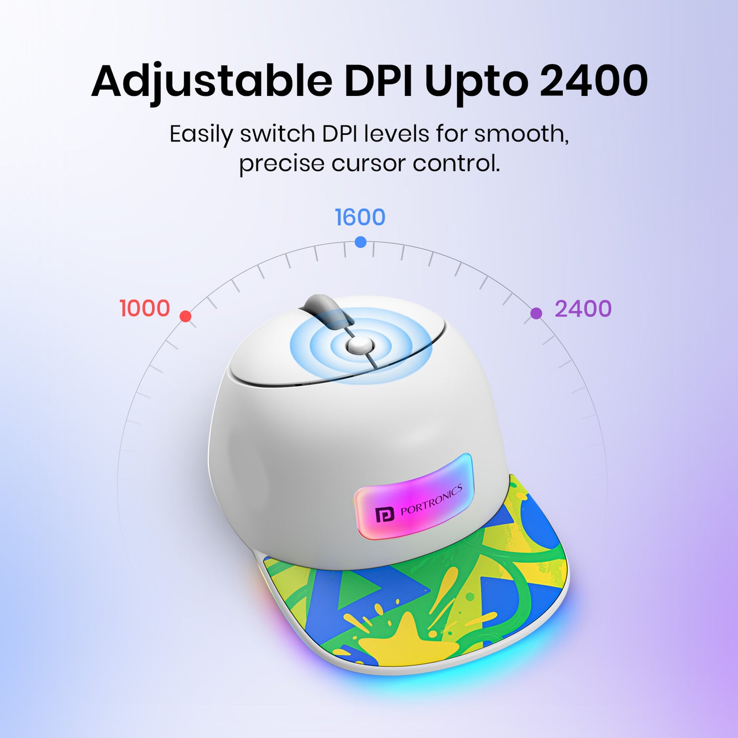Green portronics toad cap high quality mouse | variable 1000 1600 2400 dpi tracking sensor adjustable dpi mouse | precision graphic design control optical mouse | 2400 dpi mouse for laptop