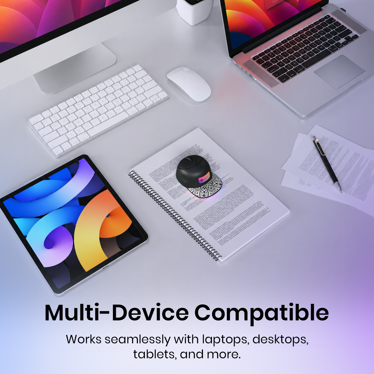 Black portronics toad cap multi-device mouse | cross platform laptop desktop tablet support bluetooth mouse | multi device workspace operation tablet mouse | computer accessories online