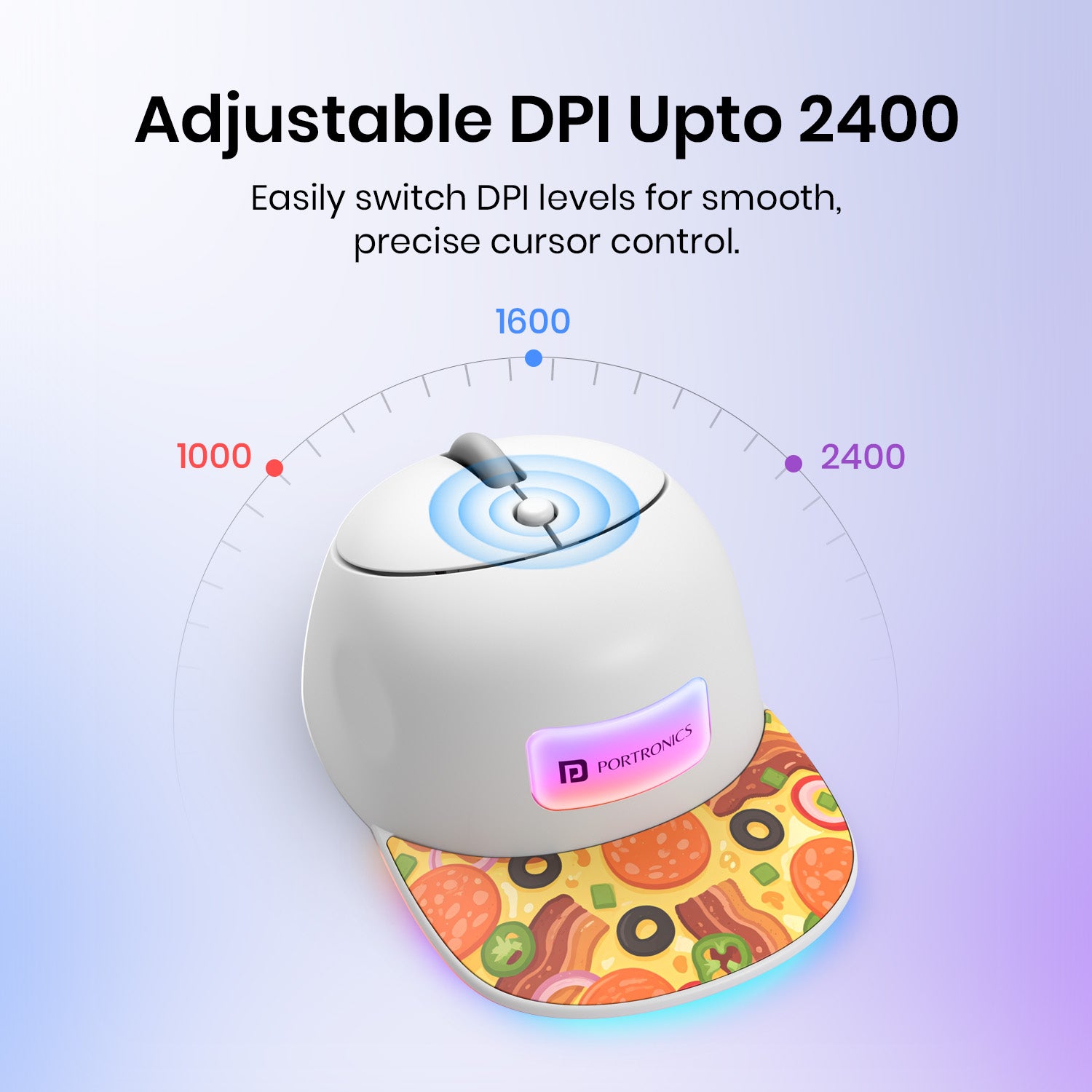 Orange portronics toad cap optical mouse | customizable 1000 to 2400 dpi sensor button adjustable dpi mouse | fast pointer motion for high resolution screens wireless computer mouse | 2400 dpi mouse for office