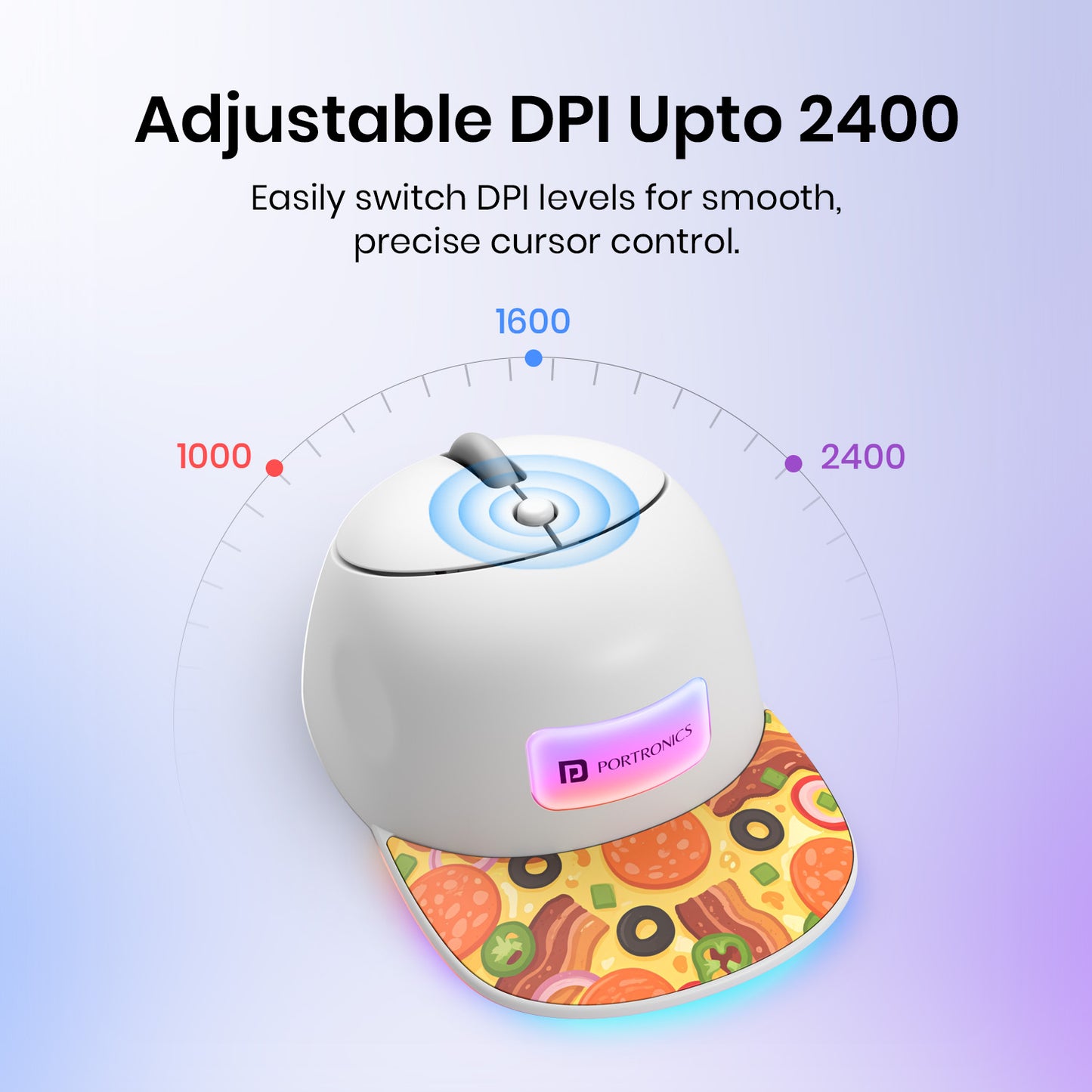 Orange portronics toad cap optical mouse | customizable 1000 to 2400 dpi sensor button adjustable dpi mouse | fast pointer motion for high resolution screens wireless computer mouse | 2400 dpi mouse for office