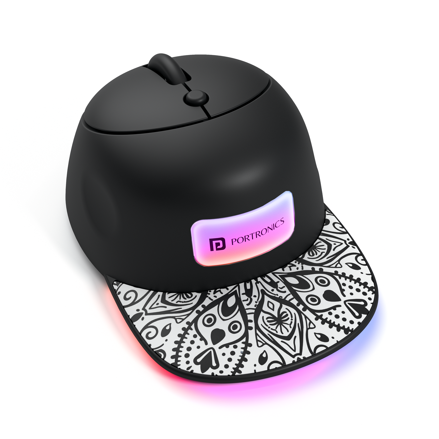 Black portronics toad cap wireless optical mouse | mini cap shape structure ergonomic mouse | daily office workstation portable mouse | best laptop mouse online