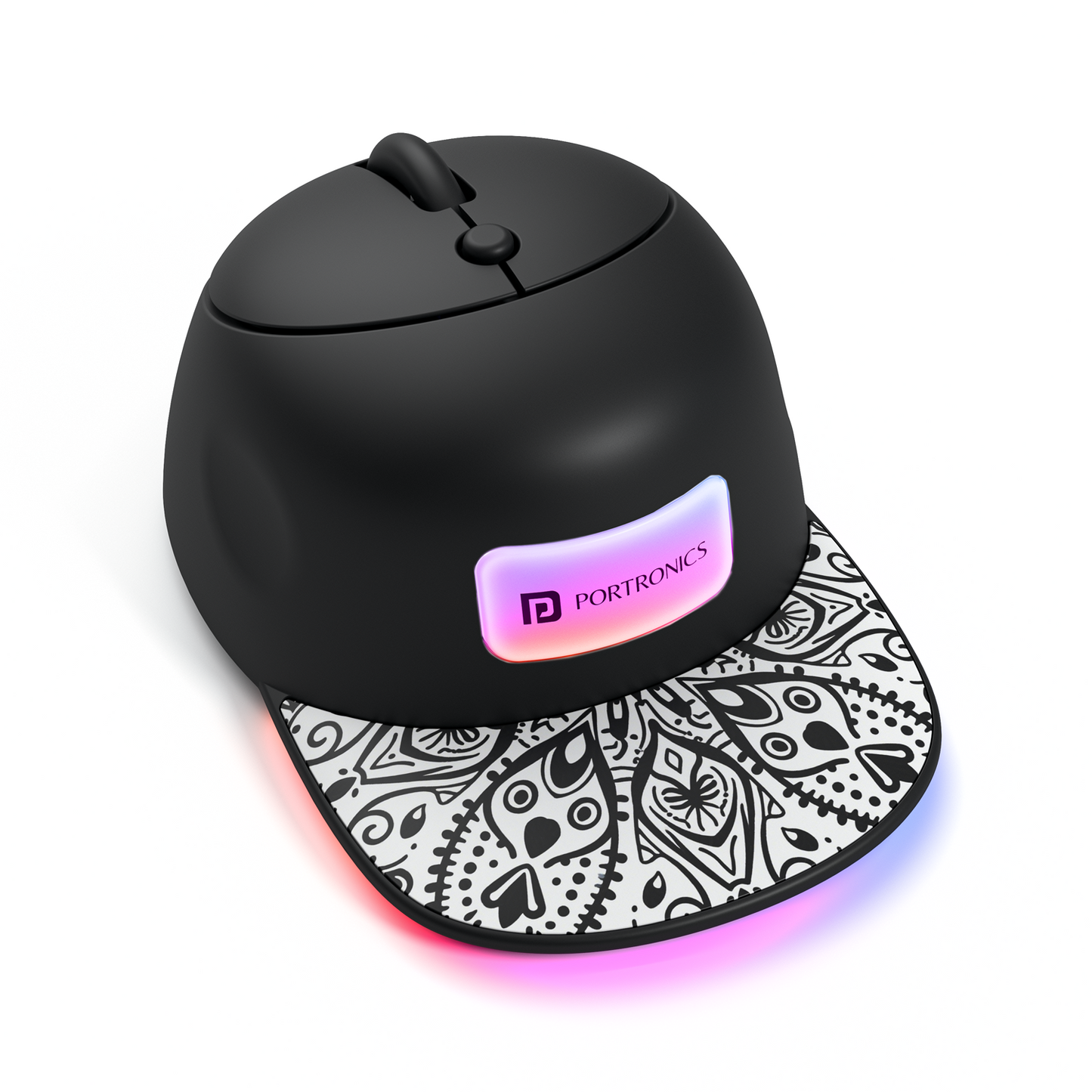 Black portronics toad cap wireless optical mouse | mini cap shape structure ergonomic mouse | daily office workstation portable mouse | best laptop mouse online