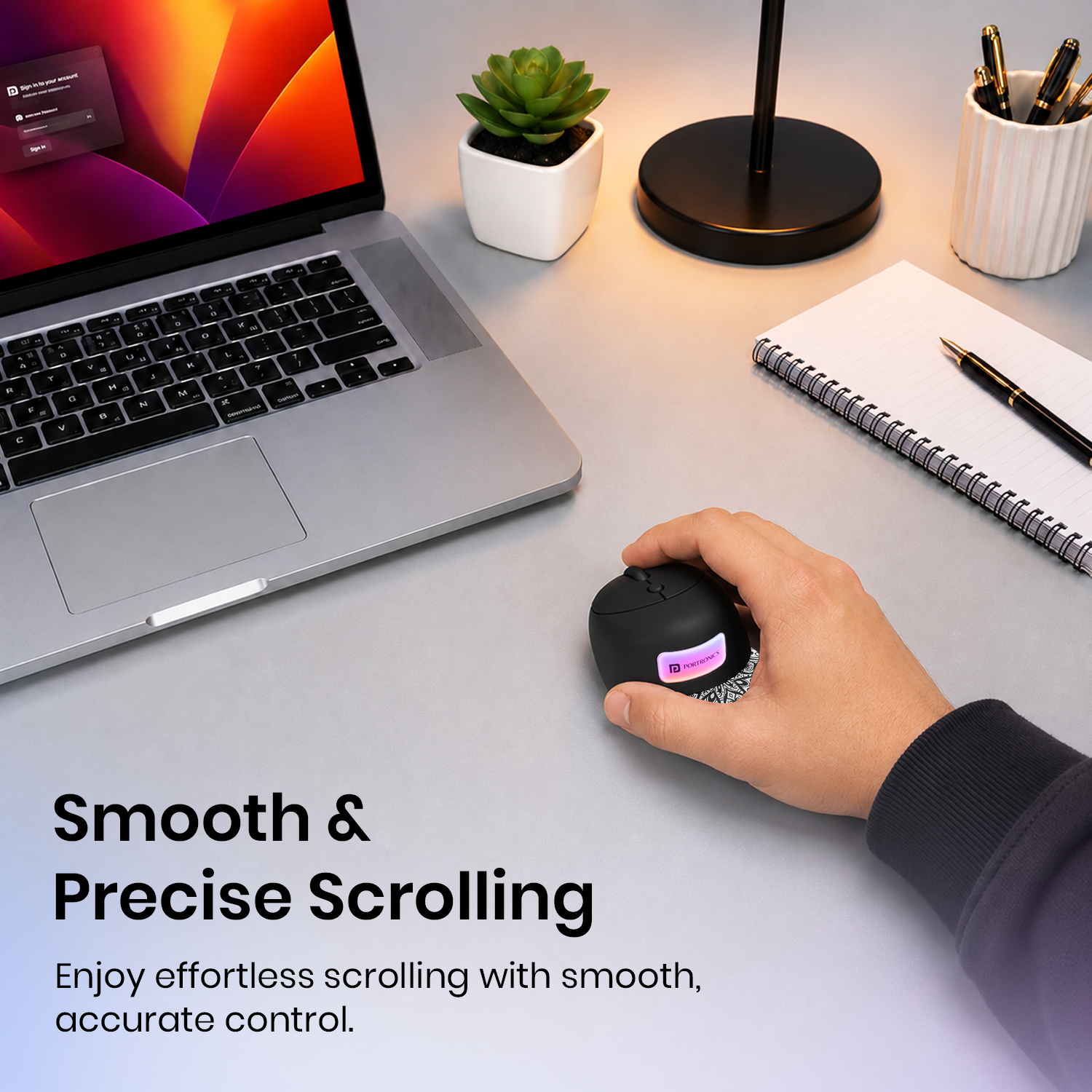 Black portronics toad cap wireless pc mouse | tactile scroll wheel for smooth navigation productivity mouse | effortless document scrolling office mouse | best computer accessories for home office