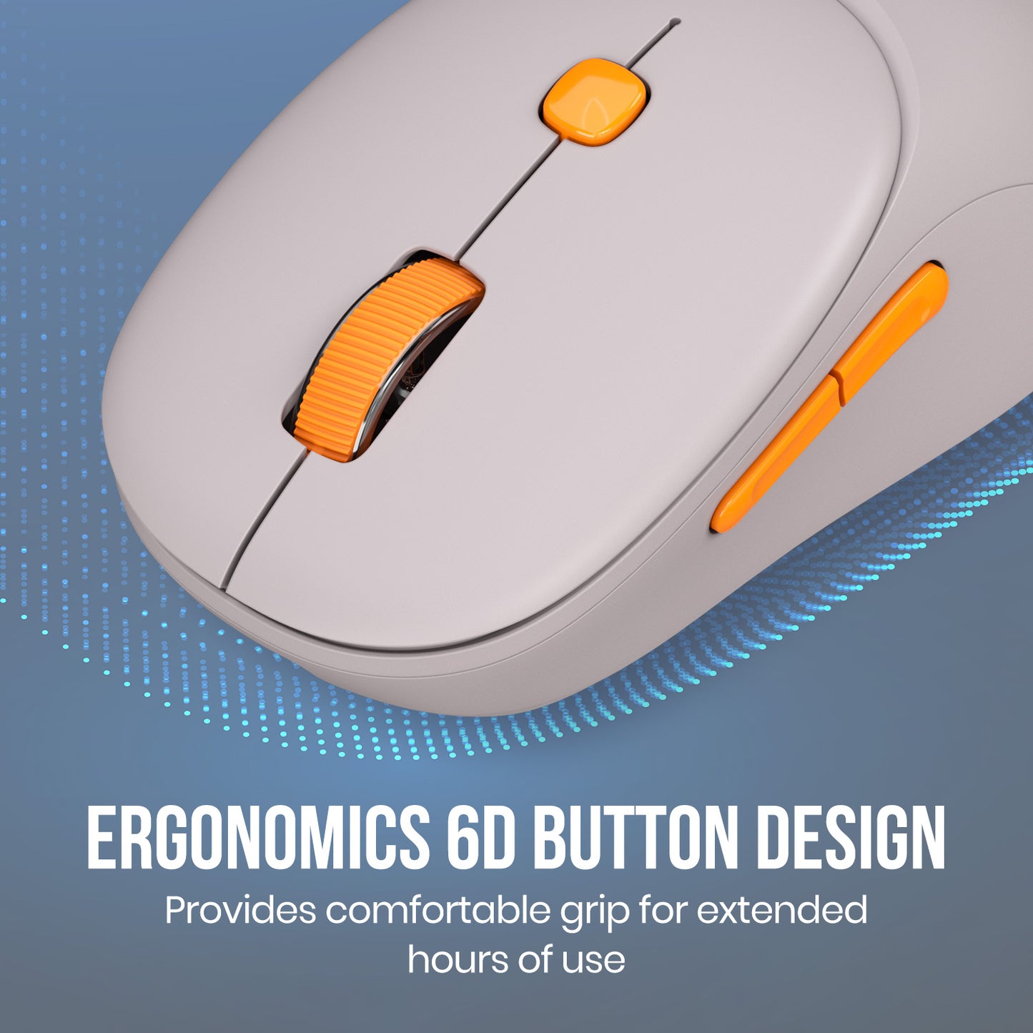 Beige portronics toad neo wireless mouse with ergonomic 6d button design for natural comfortable grip and fatigue-free all-day use | best laptop mouse and mouse for laptop with silent smooth clicks and dedicated side navigation buttons | high quality mouse and computer accessories with toad neo ergonomic optical mouse for office and home productivity