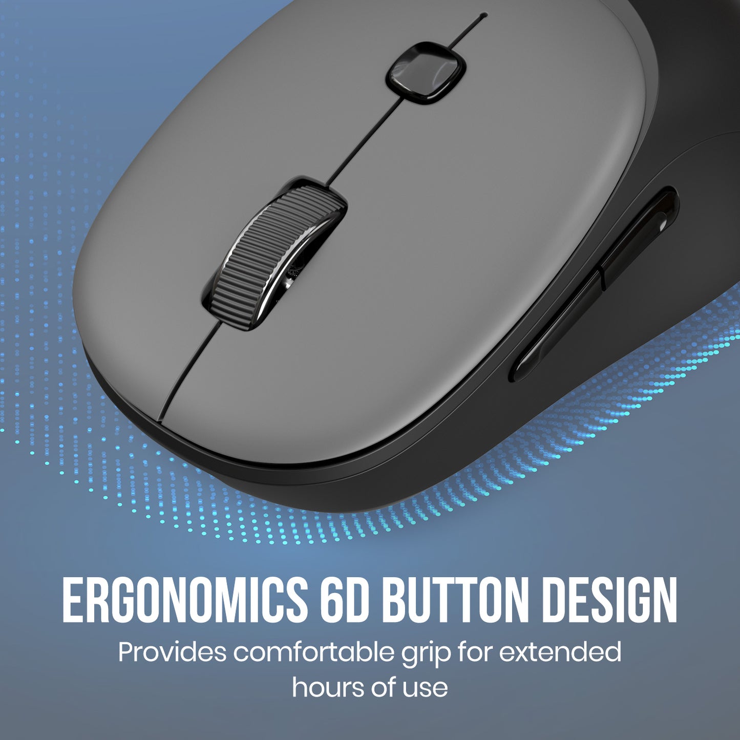 Black portronics toad neo wireless mouse with ergonomic 6d button design for comfortable all-day use and fatigue-free grip | best laptop mouse with dedicated forward and back side buttons for faster navigation and improved productivity | mouse for laptop and computer accessories with smooth silent clicks for office and shared workspace use