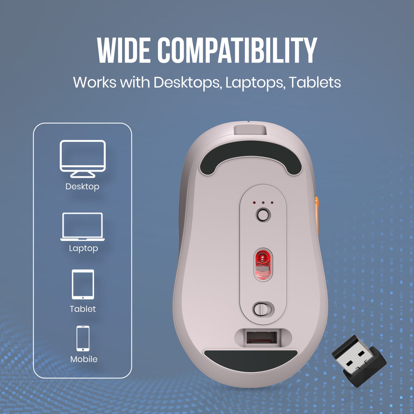Beige portronics toad neo wireless mouse with universal compatibility for desktop laptop tablet and mobile across windows mac ios and android | usb wireless mouse and bluetooth wireless mouse for macbook and all major platforms | mouse for laptop and best laptop mouse with toad neo wide device support as premium computer accessories online