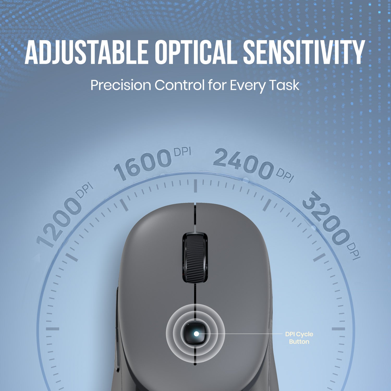 Black portronics toad neo wireless optical mouse with adjustable dpi up to 3200 for precision control across 800 1600 2400 and 3200 dpi levels | optical mouse with dpi cycle button for smooth performance in work browsing gaming and designing tasks | best gaming mouse and wireless gaming mouse with high precision sensitivity for every task and mouse price value