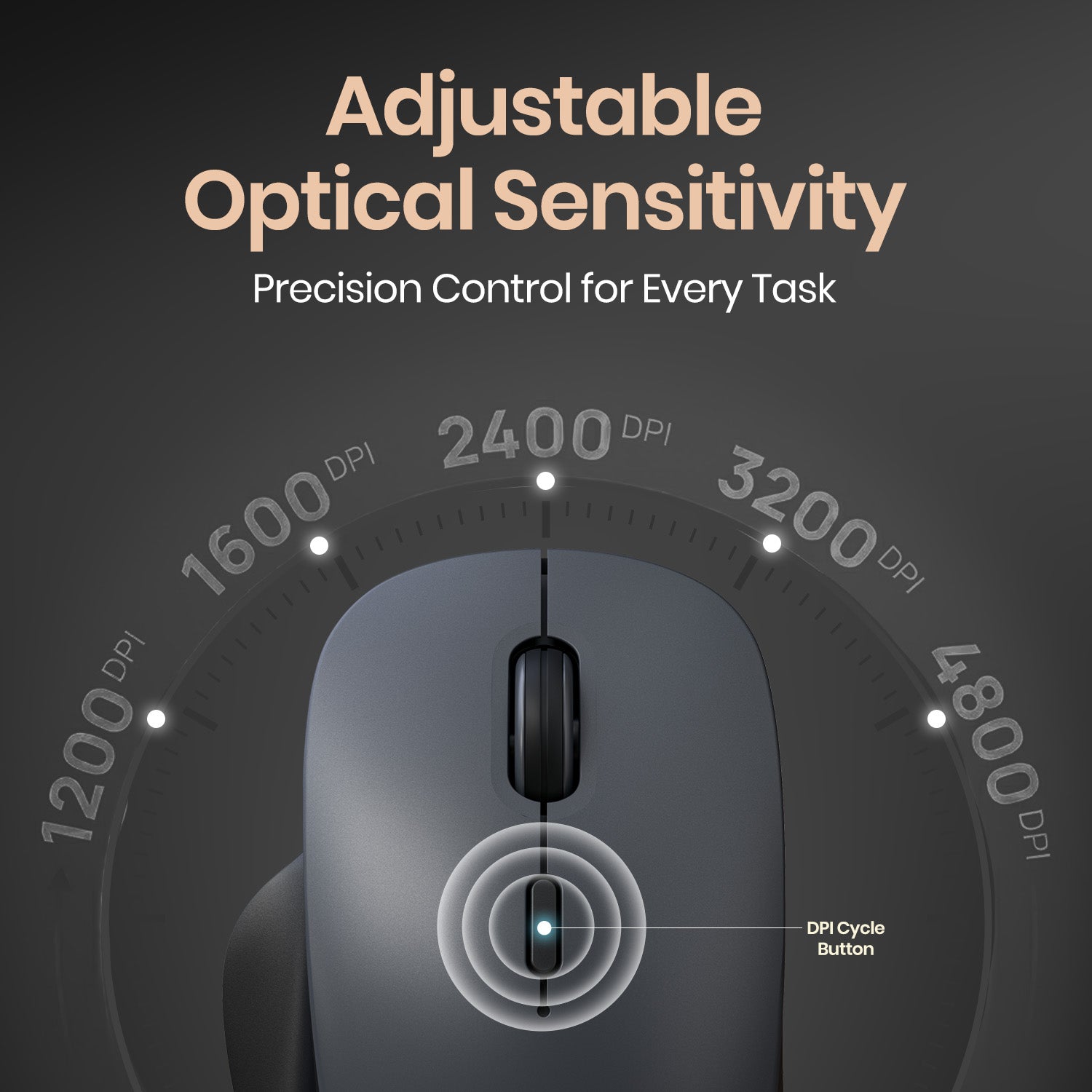 Black portronics toadgo wireless optical mouse with adjustable dpi up to 4800 – precision control with dpi cycle button, best gaming mouse and office mouse for laptop and desktop